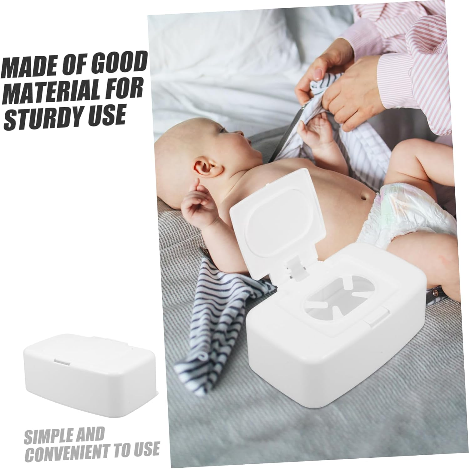 Kichvoe White Plastic Wipes Dispenser - Refillable Wipe Holder with Dustproof Lid for Baby Nursery, Living Room, Bedroom, Kitchen, and Bathroom image number 3