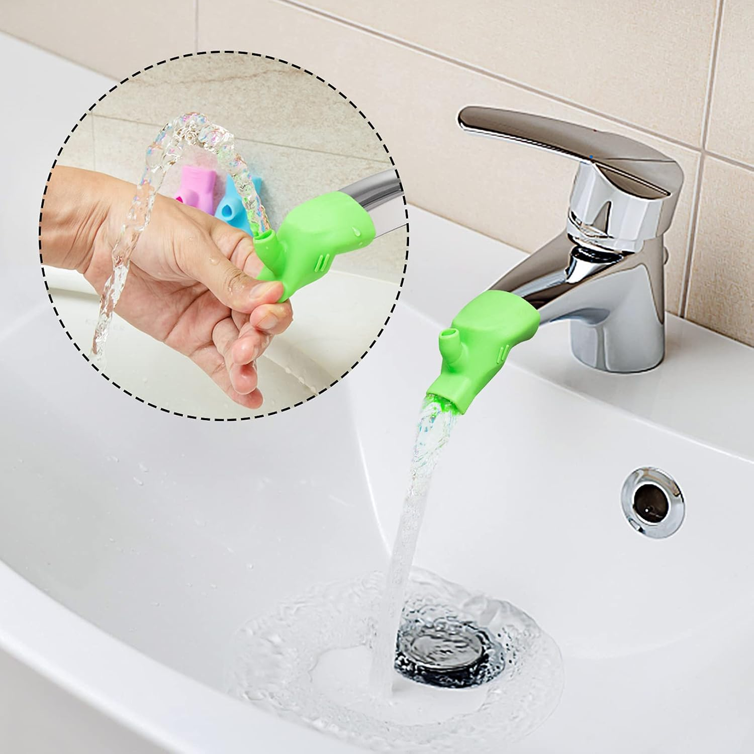 6PCS Silicone Faucet Water Tap Extender Spout Hand Washing Water Faucet Sink Extender for Kids Baby Children Toddler image number 2