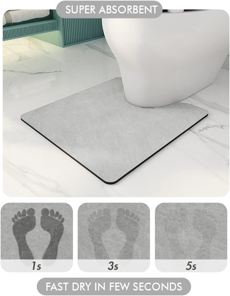 Amoami-Bathroom Toilet Rug Mat U Shaped-Absorbent Non Slip Grey Bathroom Rugs Mats-Easy Clean Quick Dry Bath Mats Rugs for Floor-24" X 20" image number 1
