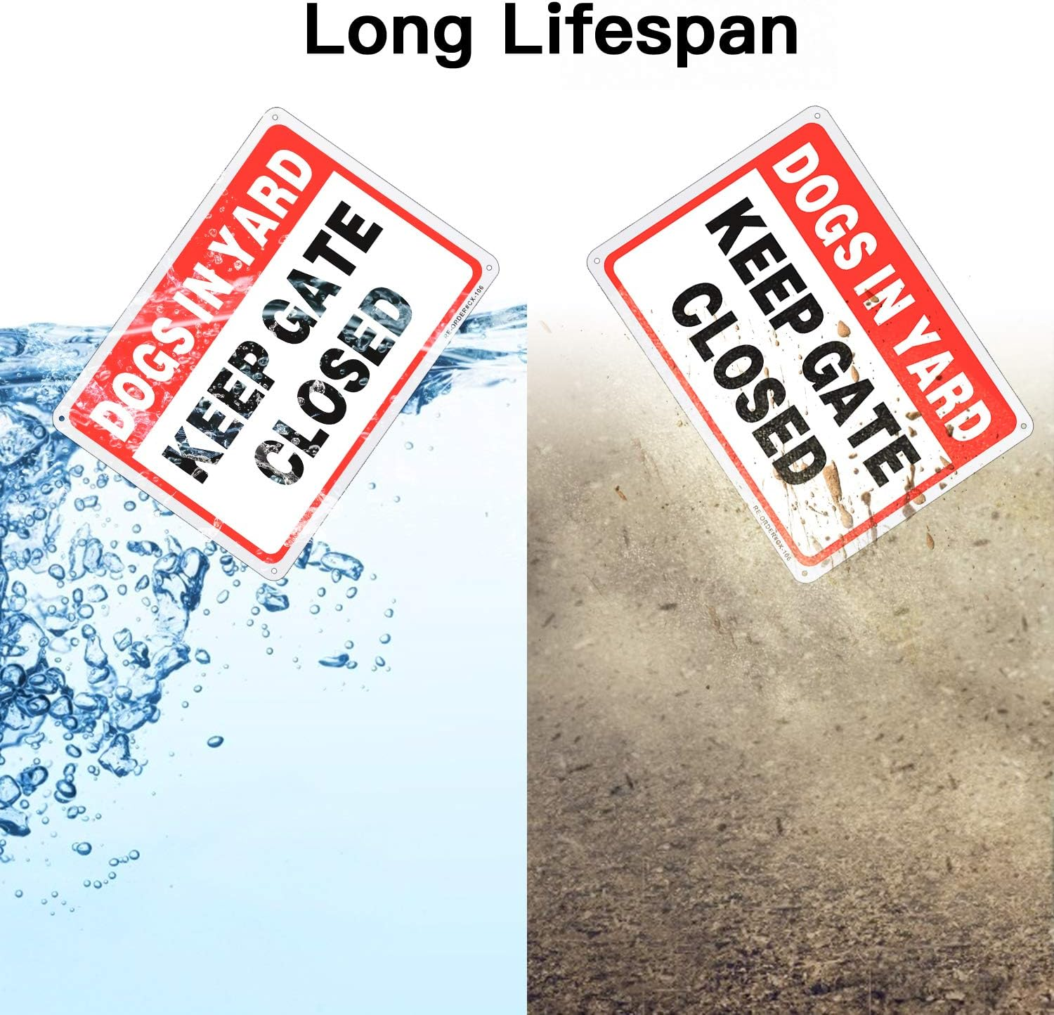 MUXYH Keep Gate Closed, Dogs in Yard Sign 2 Pack, 10" X 7" .40 Rust Free Heavy Duty Aluminum Reflective Sign, UV Protected and Weatherproof - Easy to Mount