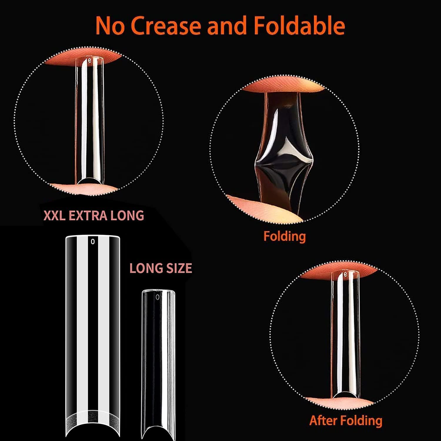 UNA GELLA Nail Tips Square XXL 120 PCS No C Curve Gel Tips Extra Long Square Straight Nails Half Fake Nail Tips No Trace for Acrylic for Home DIY with Box image number 5