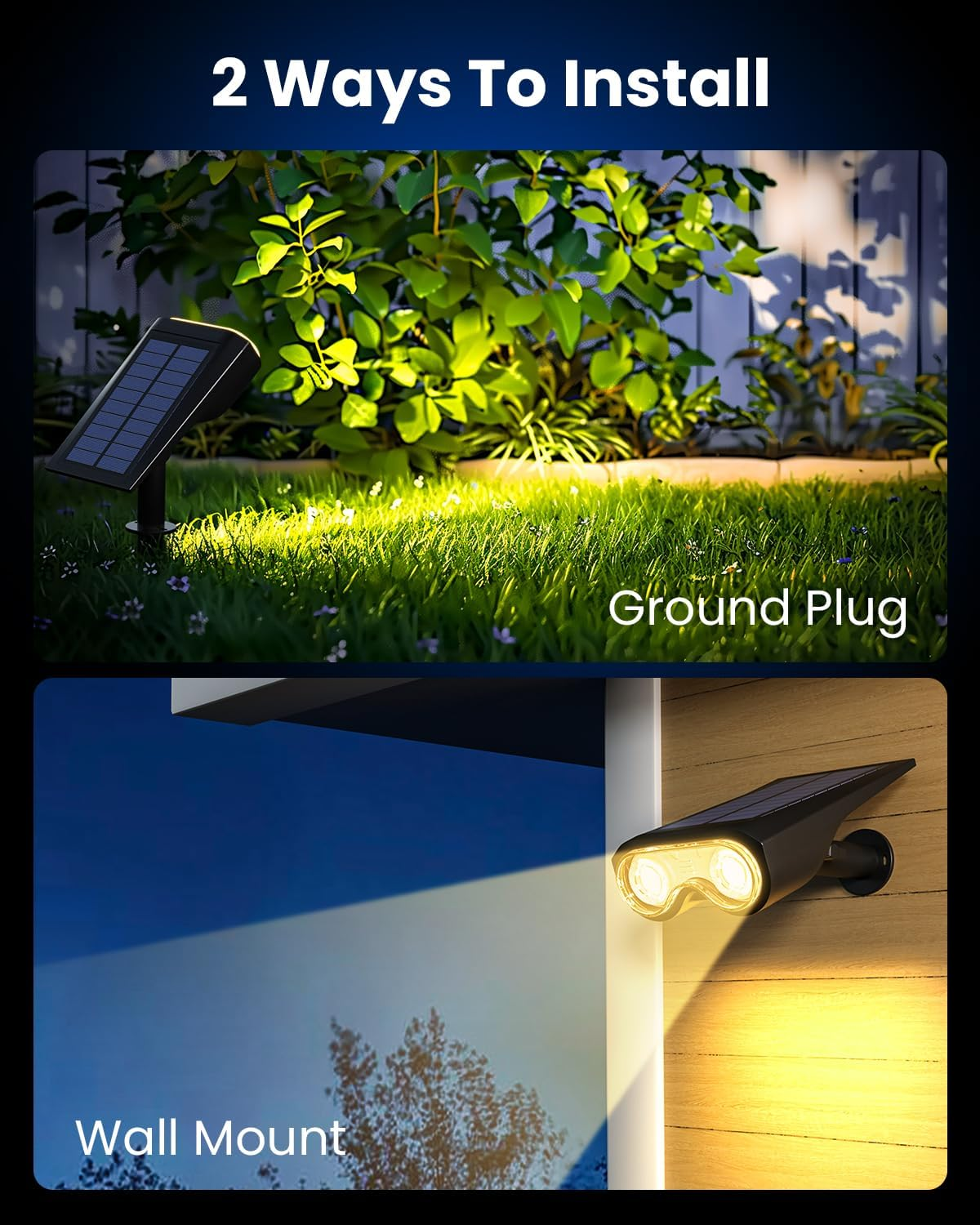 PATIOPIA Solar Spot Lights Outdoor, 2 Pack IP67 Waterproof 3 Lighting Modes Landscape Spotlights for Yard Garden Yard Pool Pathway Fence House Garage image number 6