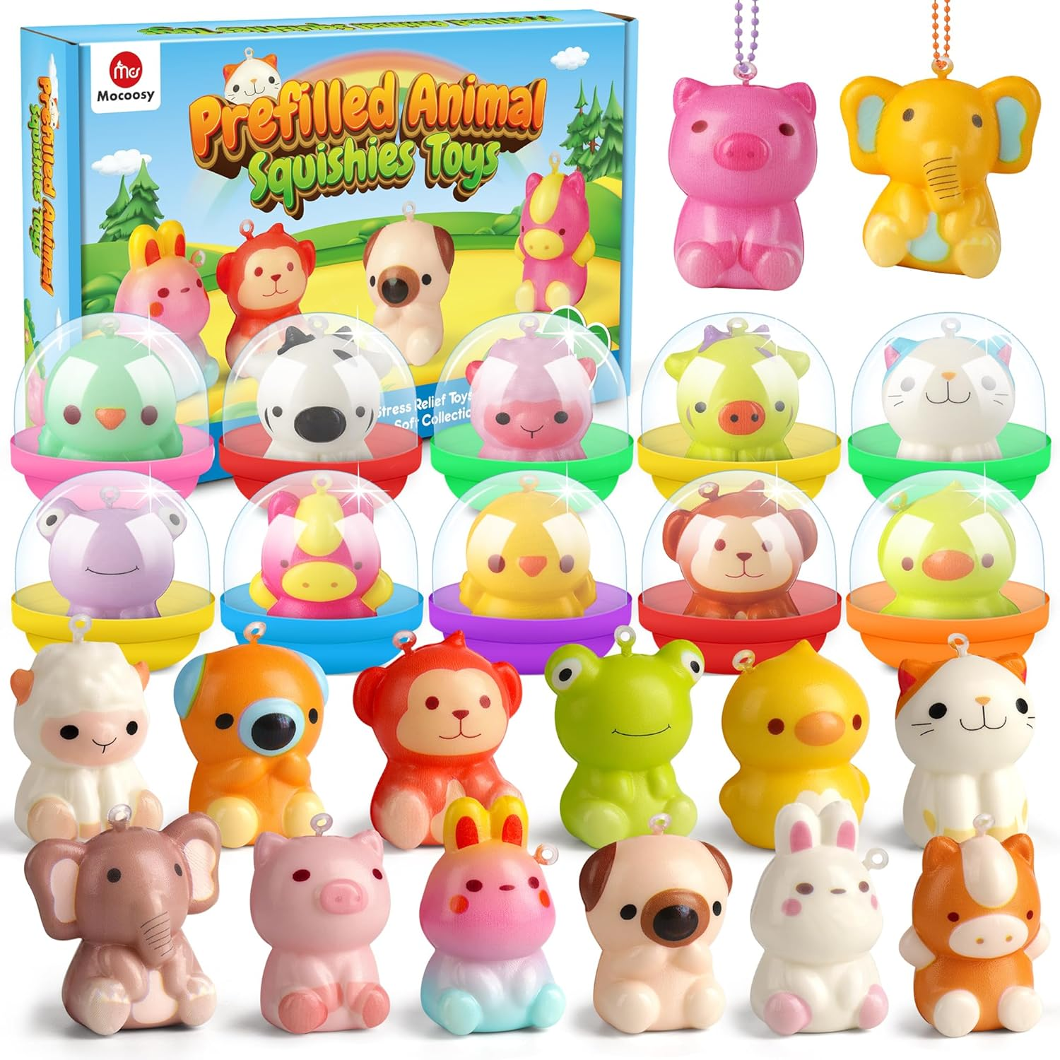 Mocoosy 24 Pack Animal Squishy Toys for Kids Party Favors, Slow Rising Squeeze Toys for Birthday Goodie Bag Stuffers, Pinata Stuffers, Carnival Prizes, Stocking Fillers, Classroom Treasure Box Toys image number 3