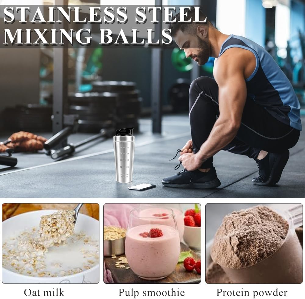 YANGUN Stainless Steel Protein Shaker, Metal Protein Shaker, Metal Shaker Bottle, Stainless Steel Protein Shaker Cup, Bpa-Free, Leak Proof Metal Sports Water Bottle for Men&Women 900Ml image number 3