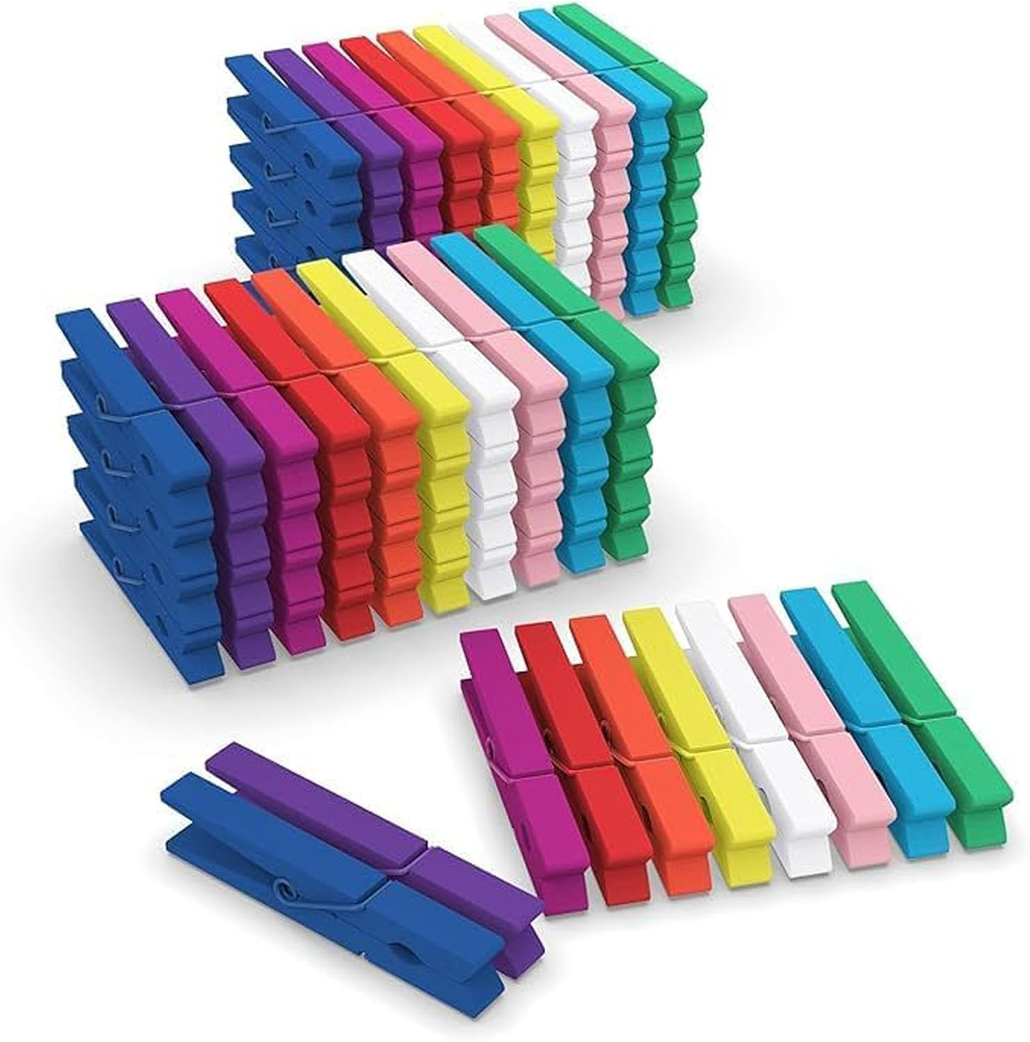 100 Pcs Colored Clothes Pins Woodenclose Pins Woodencolored Clothespins Crafts 2.9In X 0.4In Clothes Pin, Pins for Crafts, Hanging Clothes, Laundry image number 1