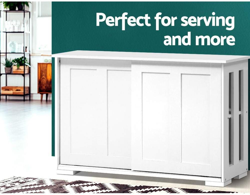 Artiss Buffet Sideboard White with Sliding Doors and Inner Shelves Pantry Cupboard Corner Cabinet, Kitchen Storage Table Display Organizer Dining Furniture Living Room Home image number 5