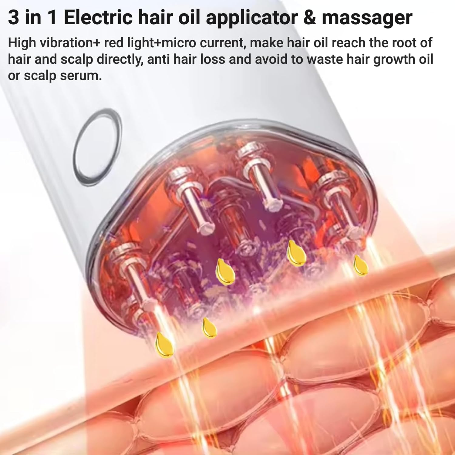 Zilynhom Scalp Massage Brush, Anti-Hair Loss Oil Dispenser with Vibration, 70 Ml Bottle, USB, Gift for Women and Men, Hair Oil Applicator for Minoxidil Hair Growth Serum, Head Massage Oil, Root Comb image number 3