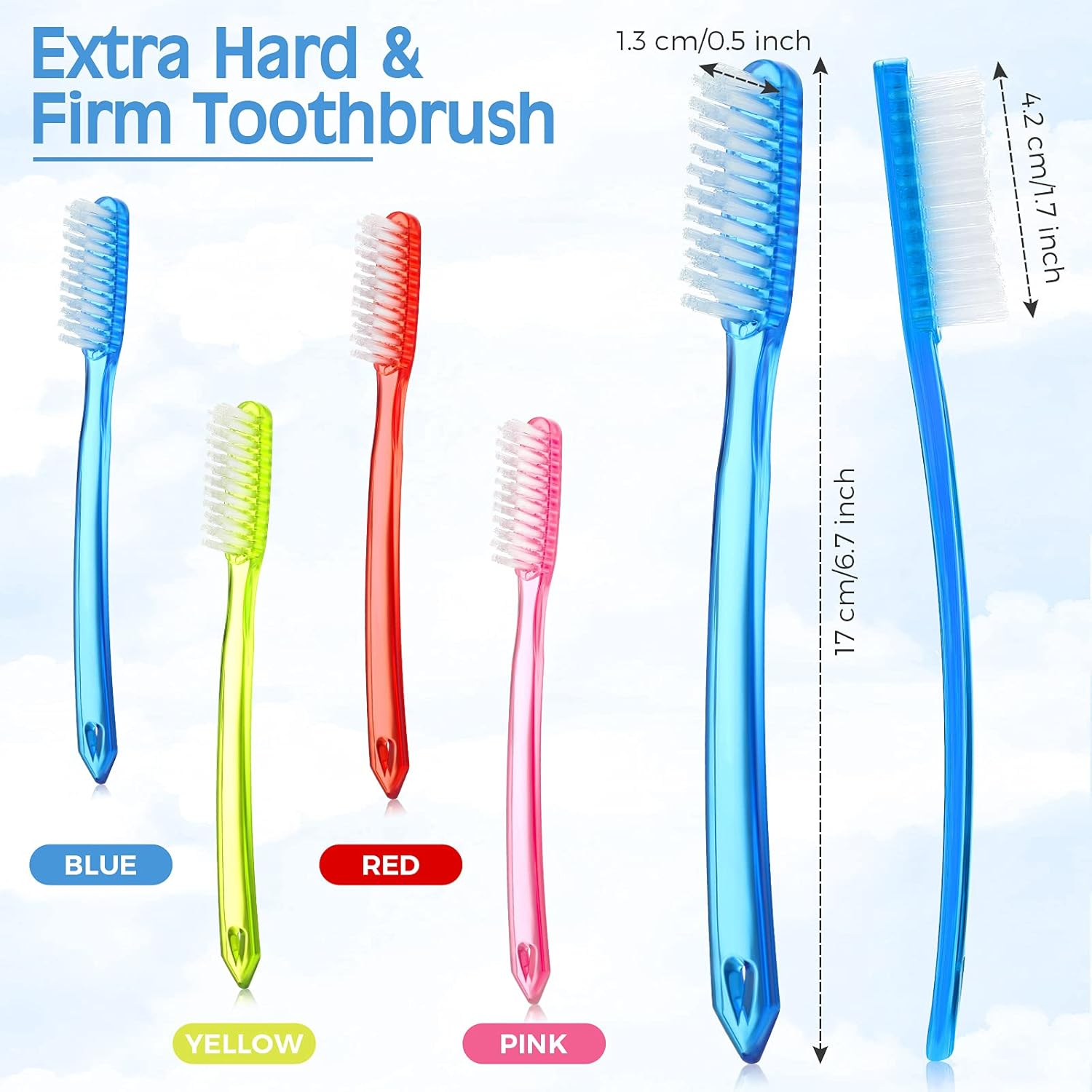 Zopeal Extra Hard and Firm Toothbrush for Adults Bulk Huge Large Long Head Bristle Full Head Manual Toothbrush for Whitening Cleaning(8 Pieces) image number 3