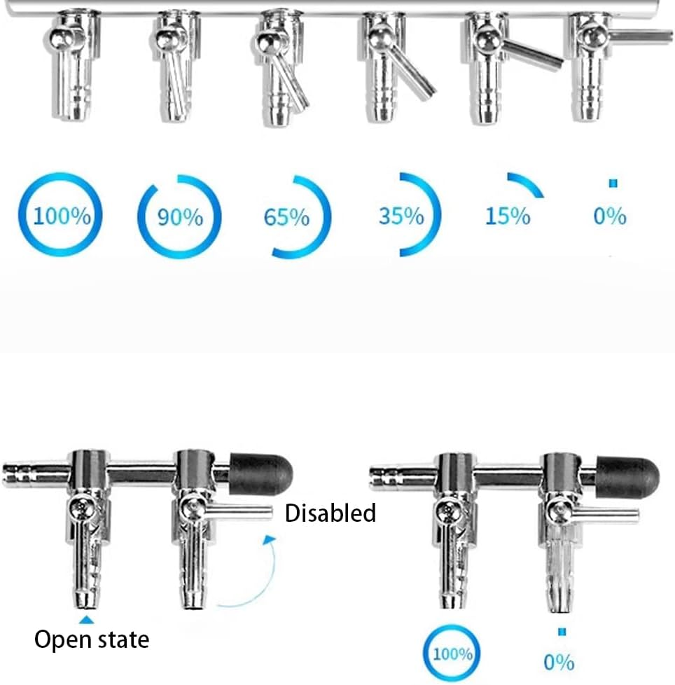 Stainless Steel Air Flow Splitter Pump Lever Valve,2Pcs 4 Way Aquarium Air Distribution Tubes Stainless Steel Aquarium Air Splitter Tube Air Flow Control Valve,4 Way Air Flow Splitter Pump Lever Valve image number 5