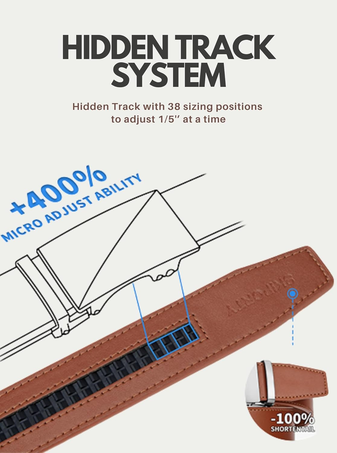 Skiporty Mens Belt 2 Pack Leather Ratchet Dress Belt Double Style in Gift Box for Pants Jeans Comfort Click image number 2