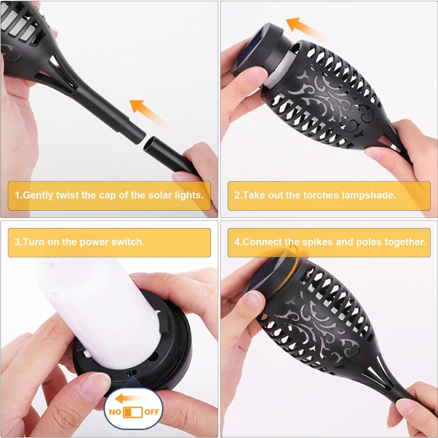 Solar Lights Outdoor, Solar Garden Lights with Flickering Flame for Garden Decorations, Solar Torch Light, Waterproof Solar Powered Outdoor Lights, Flame Torches for outside Patio Pathway Yard(6 Pack)