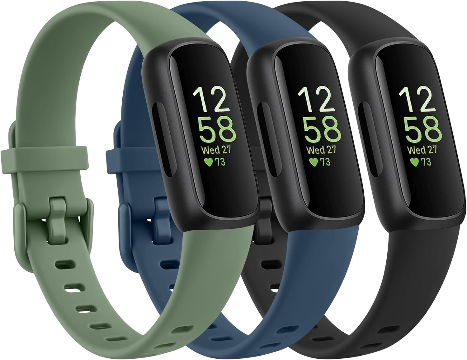 PACK 3 Silicone Bands for Fitbit Inspire 3 Replacement Wristbands for Women Men, Adjustable Soft Waterproof Sport Bands Compatible with Fitbit Inspire 3 Fitness Tracker