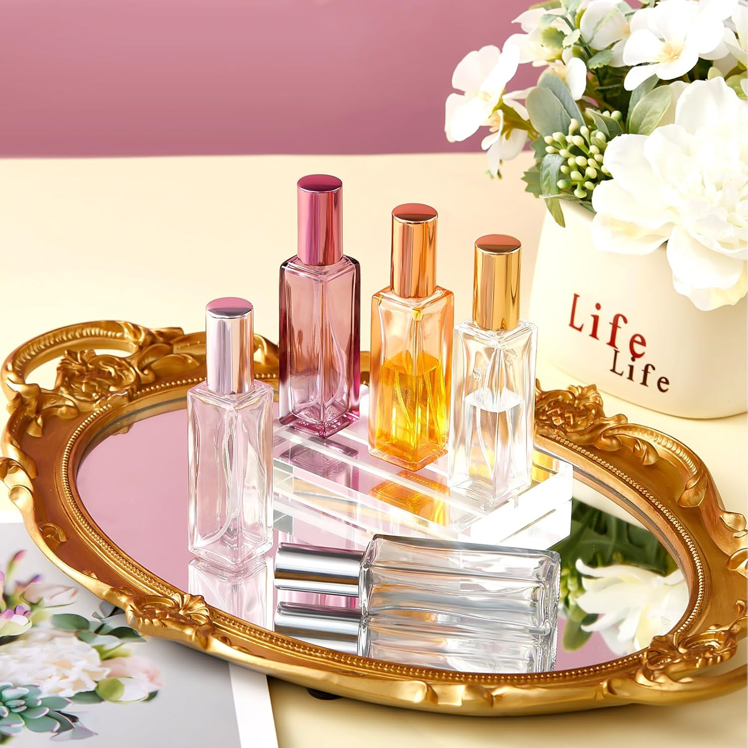 Domensi 30 Pcs 10 Ml Perfume Decanter Kit Travel Size Refillable Mini Cologne Perfume Bottle Empty Portable Atomizer Sprayer for Glass Fine Mist Sprayer Travel Kit Makeup Spray Bottles Set