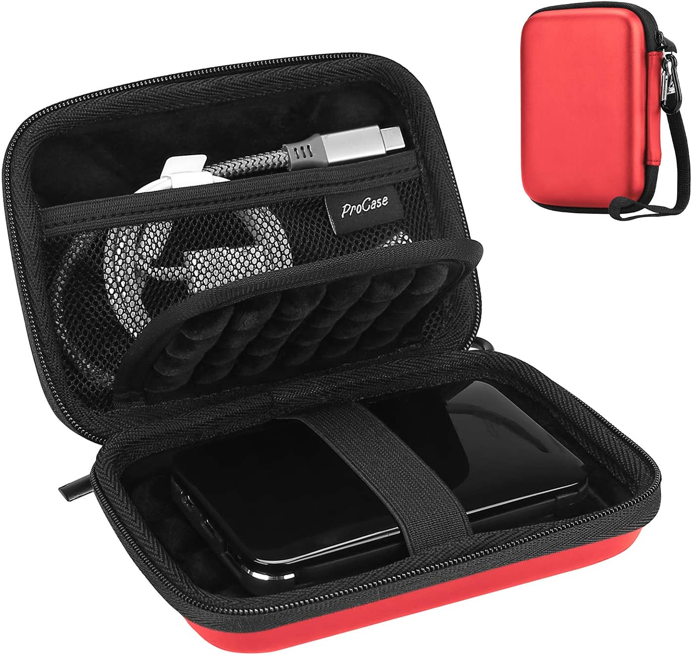 Procase Portable Hard Drive Case for Canvio Basics Western Digital WD Elements My Passport Seagate Portable Backup plus Slim 1TB 2TB 3TB 4TB USB 3.0, 2.5&rdquo; Portable External Hard Drive Case -Red