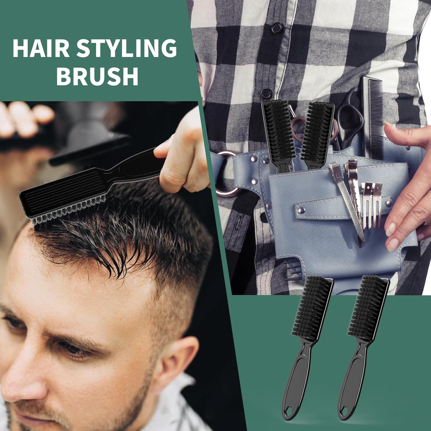 SQULIGT 6 Pcs Barber Clipper Brush Blade Trimmer Cleaning Brush Set Duster Manicure Nylon Brush Hair Styling Brush Tool (Black)