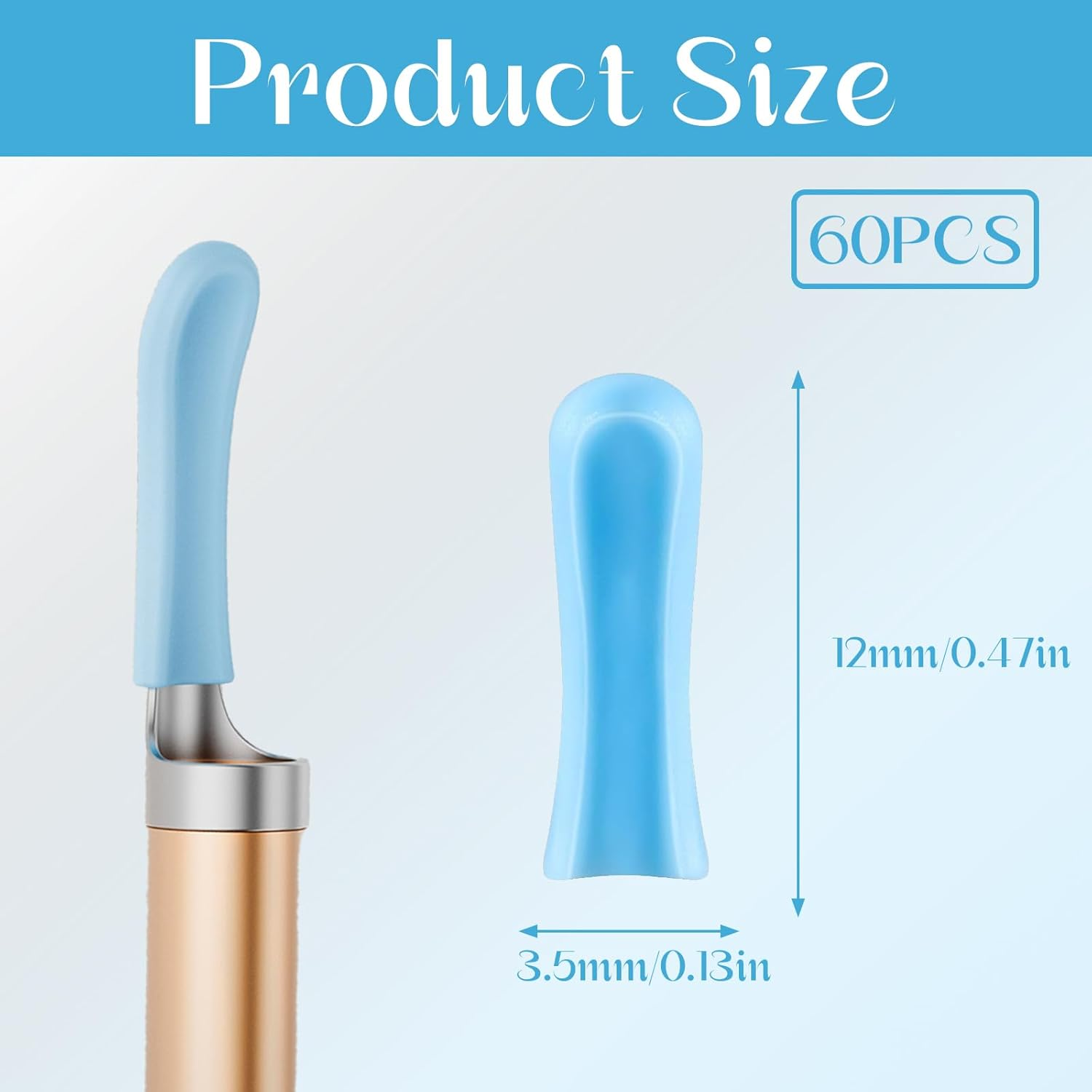 60 Pcs Ear Spoon Tips Silicone Ear Wax Removal Replacement Tips for Ear Camera Ear Wax Removal Endoscope (Blue) image number 3