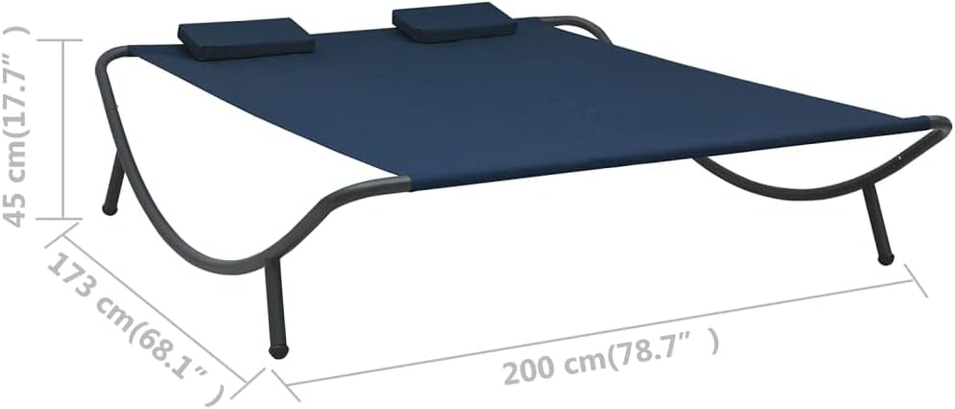 Garden Double Sun Lounger with Pillows - Weather-Resistant Fabric Sunbed - Outdoor Daybed Furniture for Pool Deck Terrace Beach image number 3
