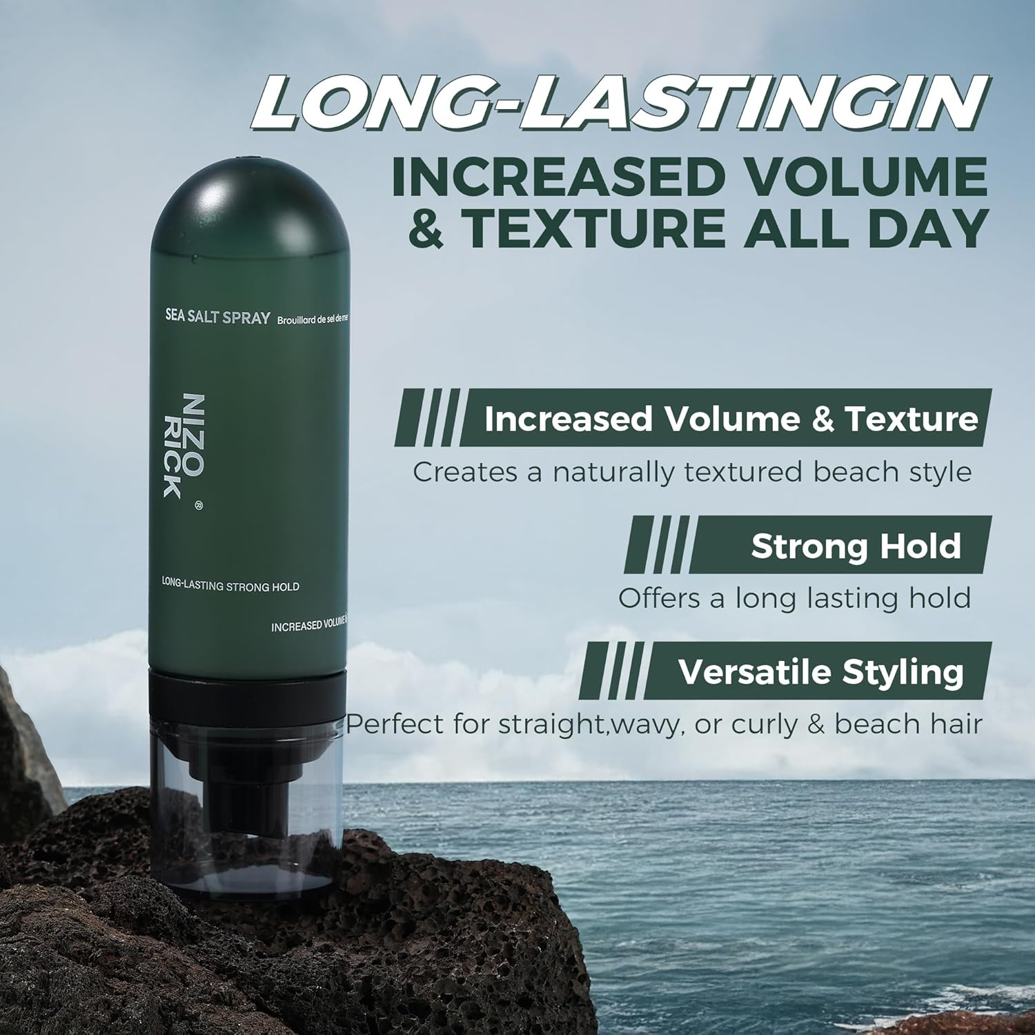 NIZORICK Sea Salt Hair Spray for Natural Volume and Texture, Strong Hold, Non-Greasy, 100Ml image number 5