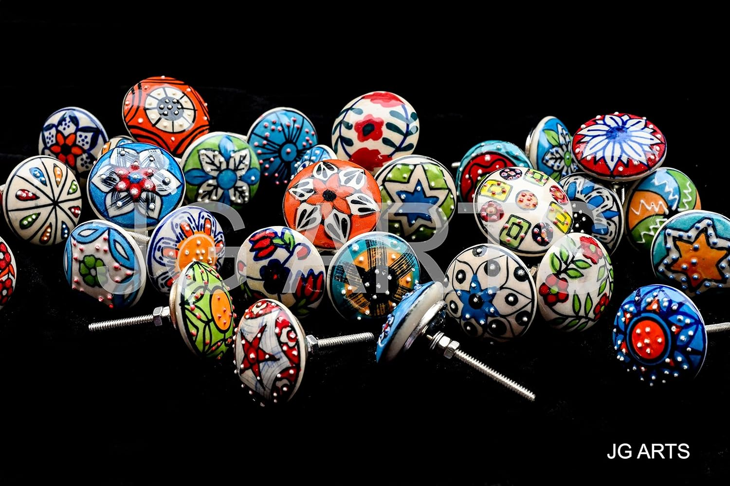 20 X Mix Vintage Look Flower Ceramic Knobs Door Handle Cabinet Drawer Cupboard Pull image number 1