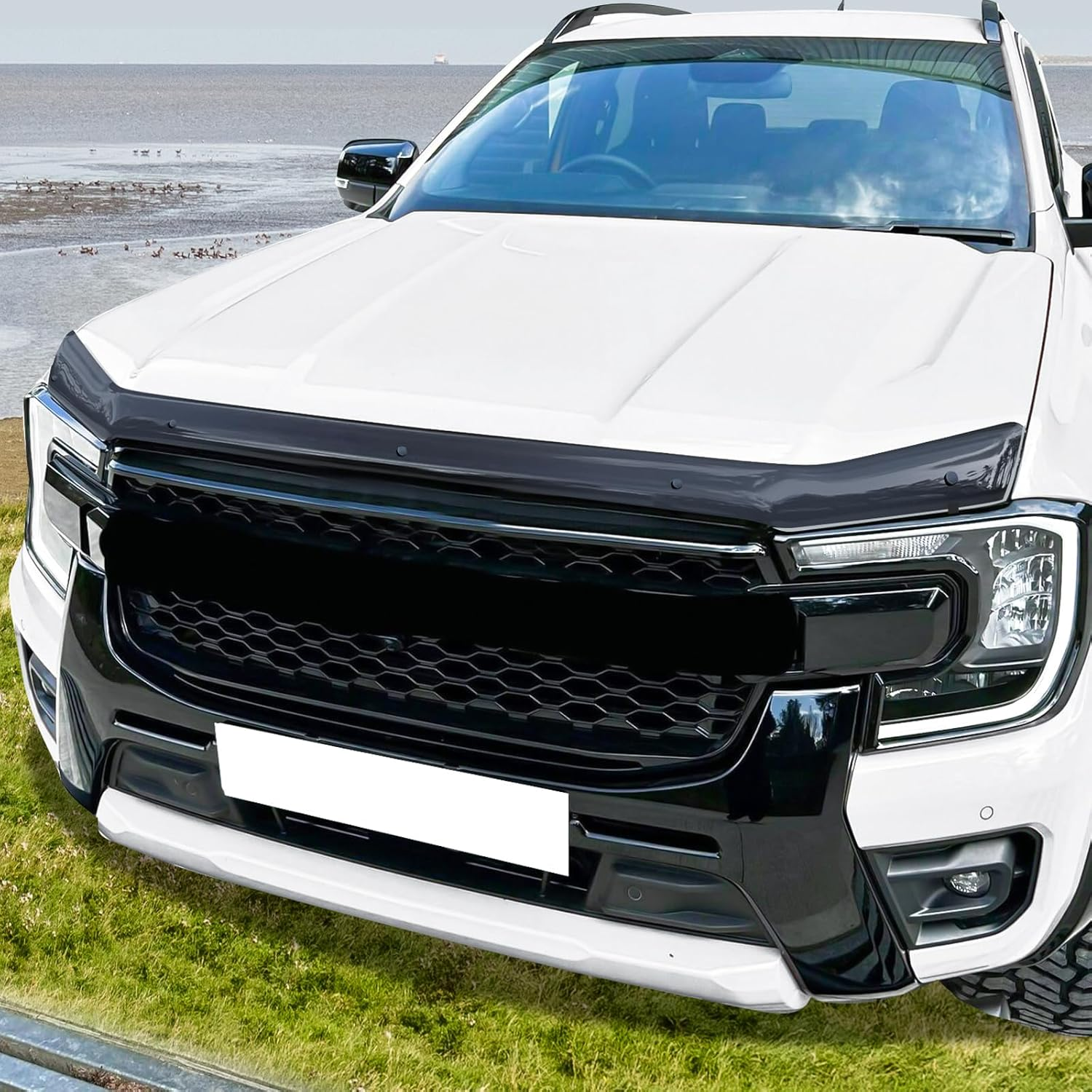 SUERAUTO4X4 Bonnet Protector for Ford Ranger and Ford Everest Next Gen 2022 2023 2024 2025 Accessories, Tinted Black Front Bonnet Stone Guard Trim Cover Car Exterior Injection image number 5