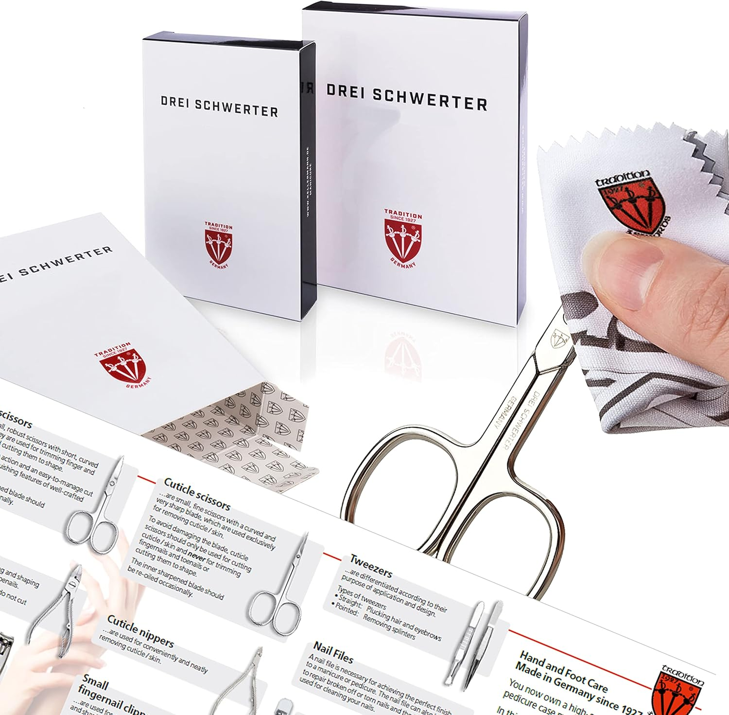 3 Swords Germany - Brand Quality 11 Piece Manicure Pedicure Grooming Kit Set for Professional Finger & Toe Nail Care Scissors Clipper Fashion Leather Case in Gift Box, Made by 3 Swords (Dfgl) Black