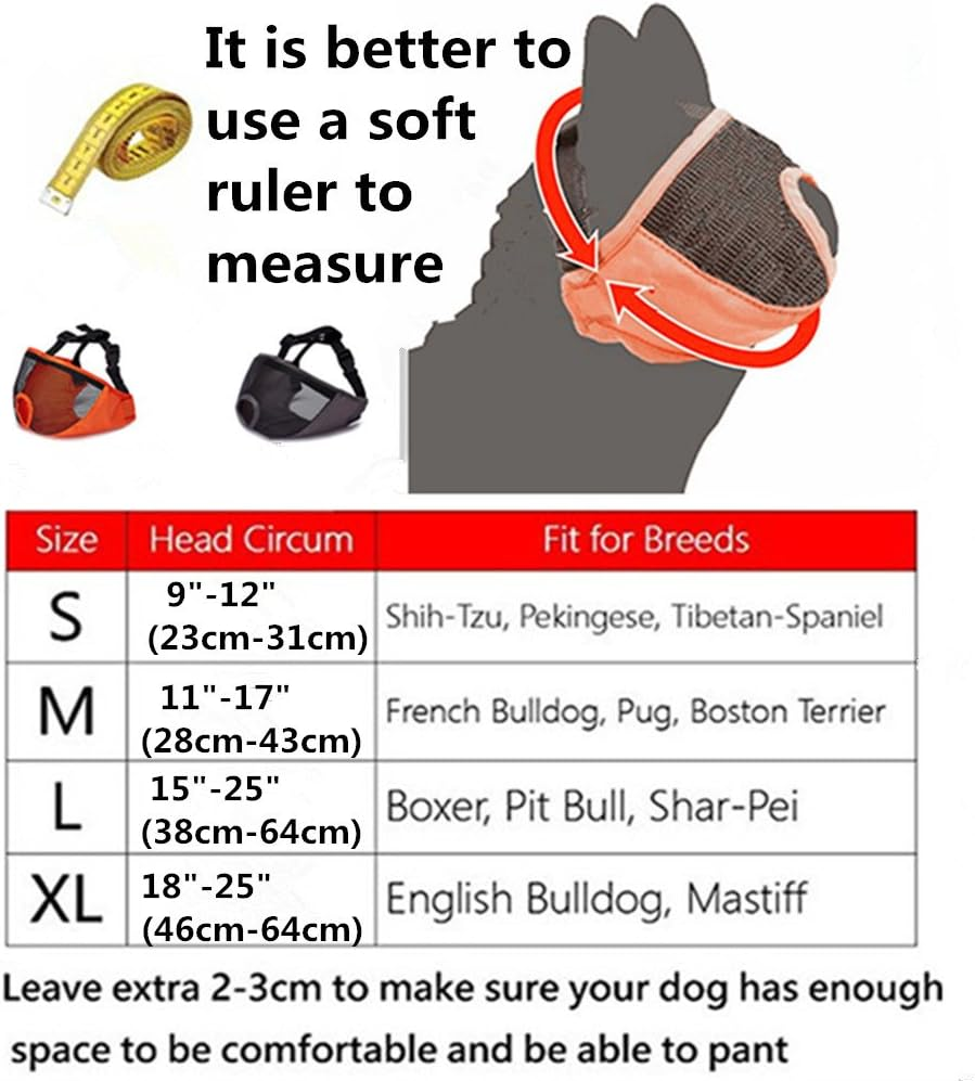 JYHY Short Snout Dog Muzzles- Adjustable Breathable Mesh Bulldog Muzzle Biting Chewing Barking Training Dog Mask, Gray L image number 6