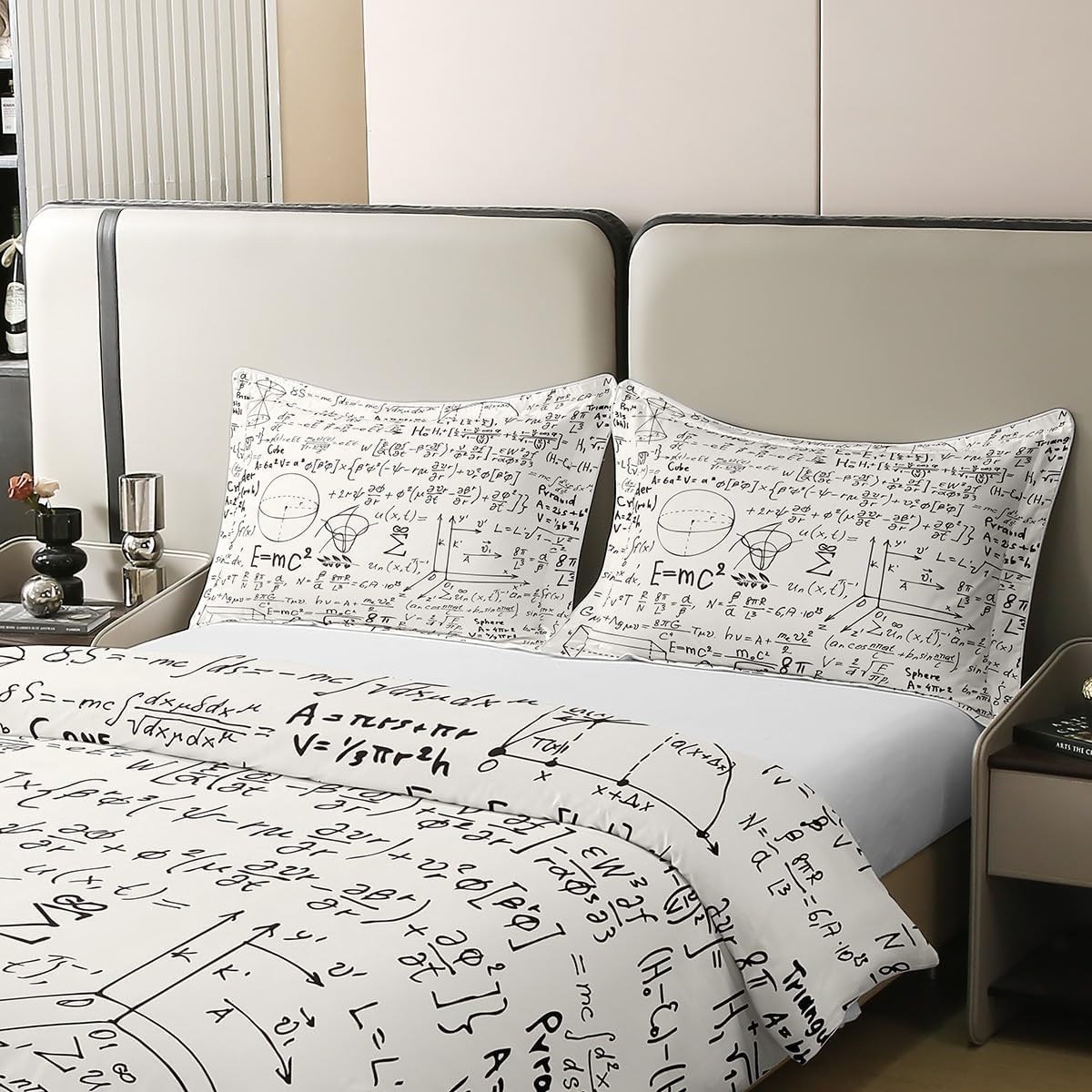 100% Cotton Duvet Cover Set, M Size, Maths Bedding Sets for Children, Girls, Boys, Women, Room Decor, Geometric Math Comforter Cover, Soft All Season Quilt Cover, 1 Pillowcase image number 4
