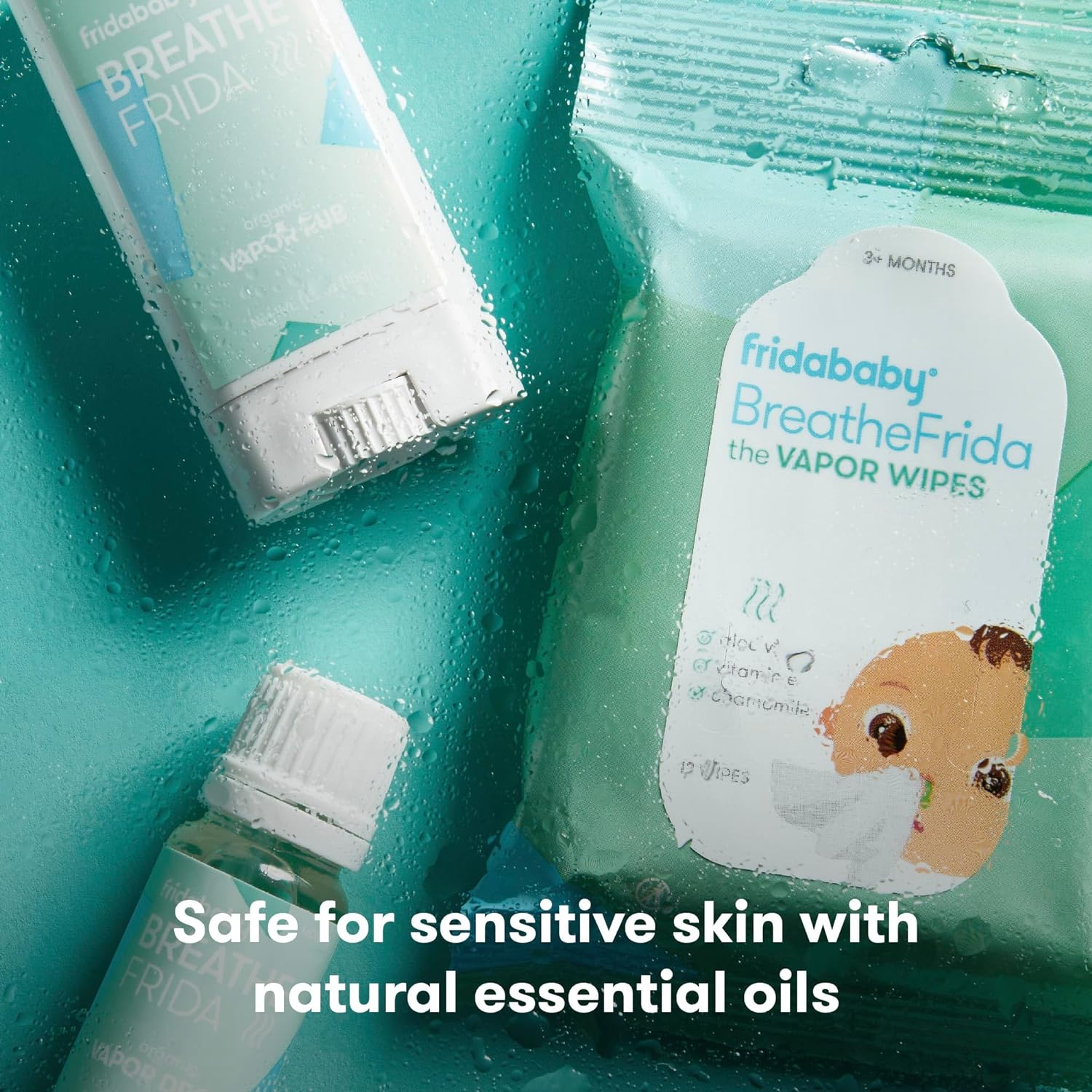 Baby & Toddler Breathe Easy Kit Sick Day Essentials by Fridababy- a Must-Have Set Includes Natural Nose & Chest Wipes, Organic No-Mess Chest Balm, & Organic Essential Oil for Bath or Diffuser image number 5