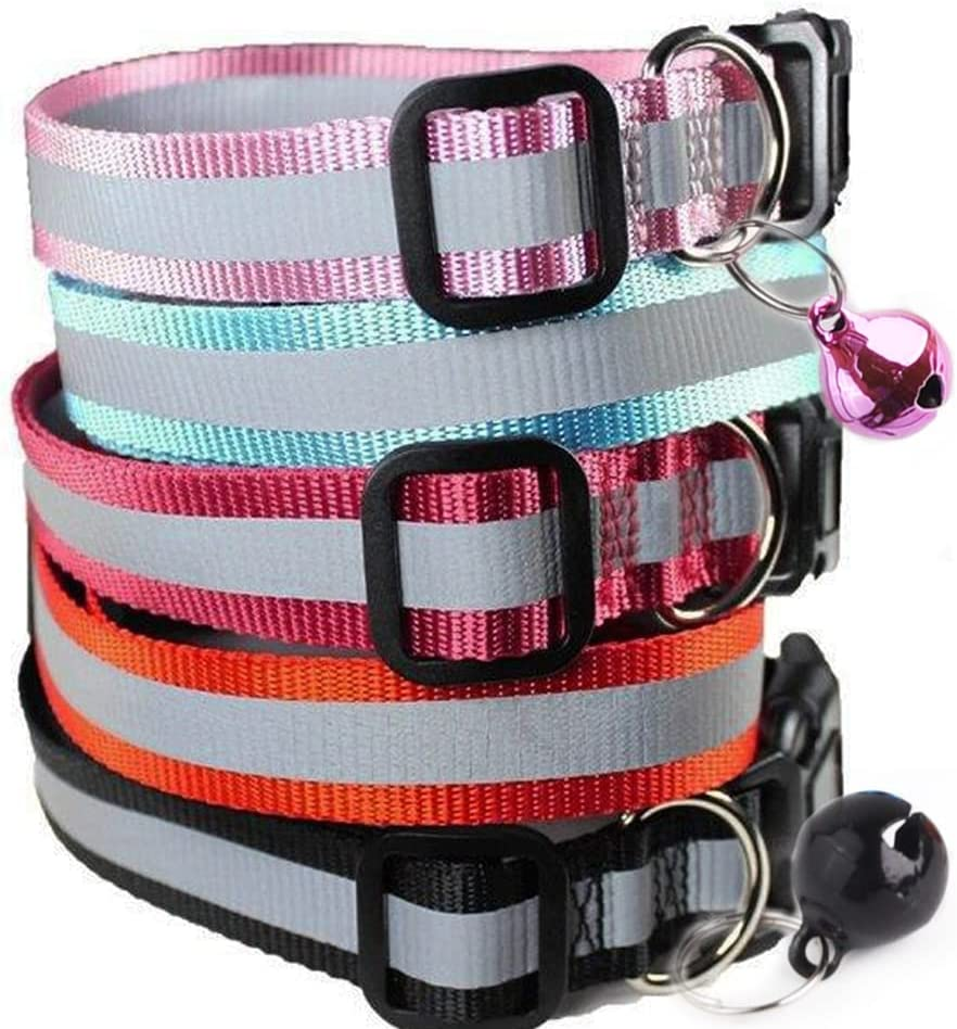 Gingeruper Cat Collar Cat Breakaway Collars Set 12 PCS with Bell Reflective Strap & Safety Buckle, Adjustable 8-12" (12 Color) image number 5