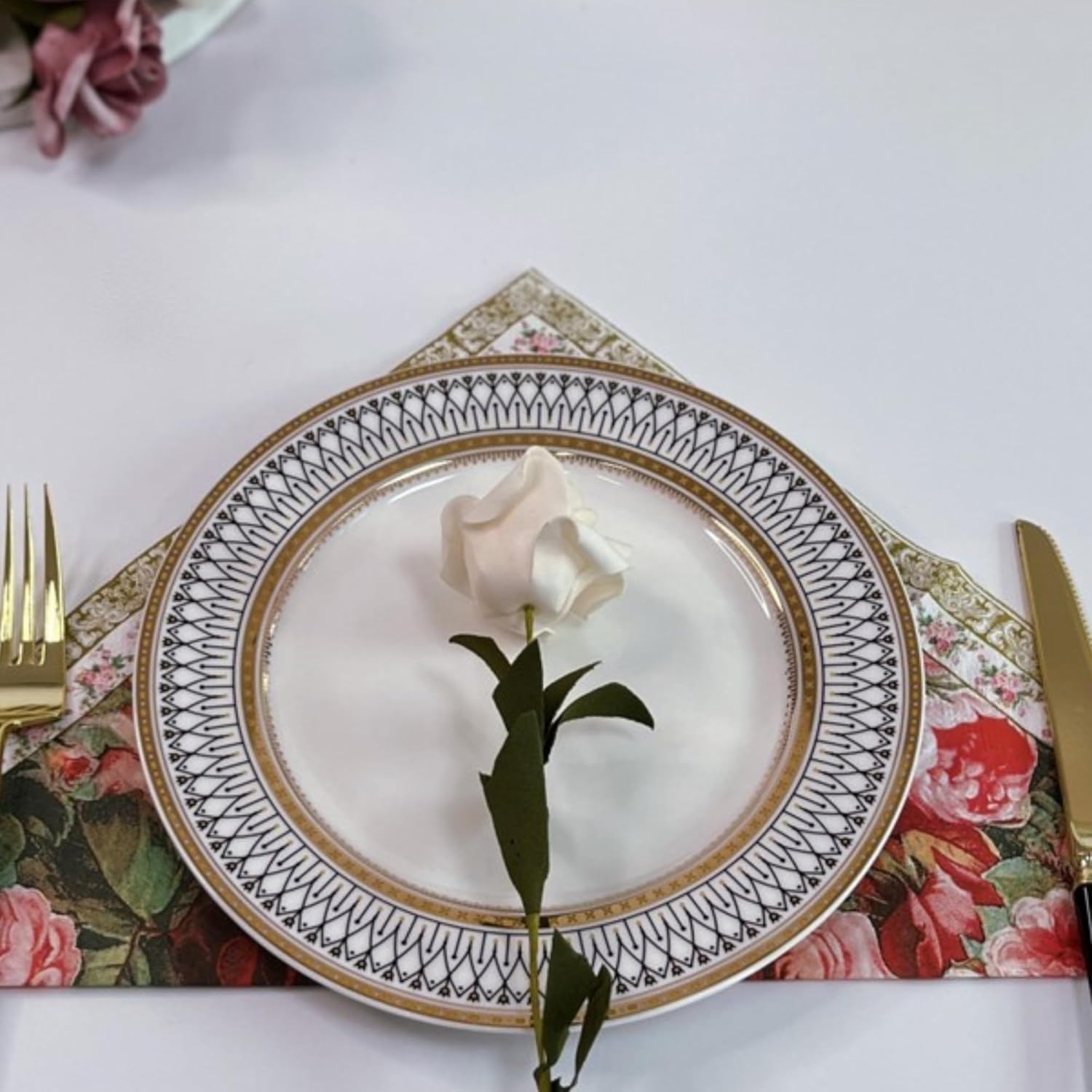 Vintage Full Printed Floral Napkins Paper Disposable Decorative Luncheon Dining Paper Napkins Wedding Bridal Shower Party Napkins 33X33Cm/2-Ply (FR068) - Fr068 image number 3