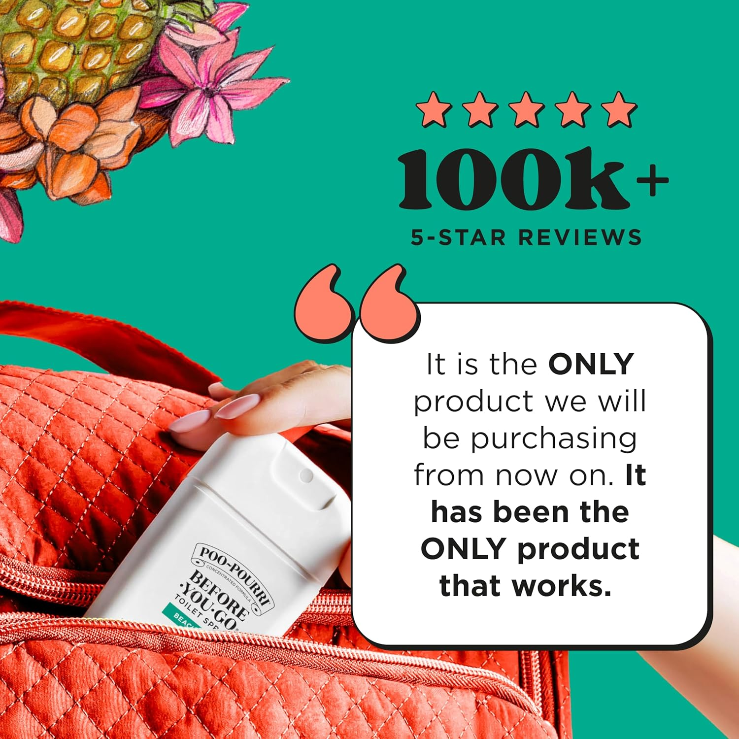 Poo-Pourri Before-You-Go Toilet Spray, Beach Bum, 1 Fl Oz Pocket Travel Size - Coconut, Orchid and Toasted Praline image number 5