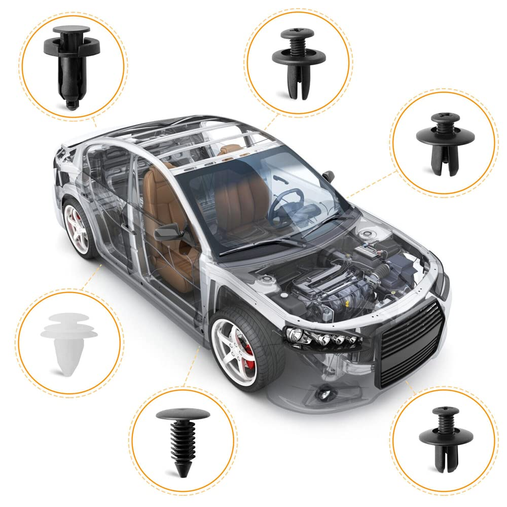 125PCS-6 Types Universal Car Retainer Clips Door Trim Panel Molding Clips Push Pins Bumper Fender Fasteners Rivets Removal Tools Assortment Kit image number 4