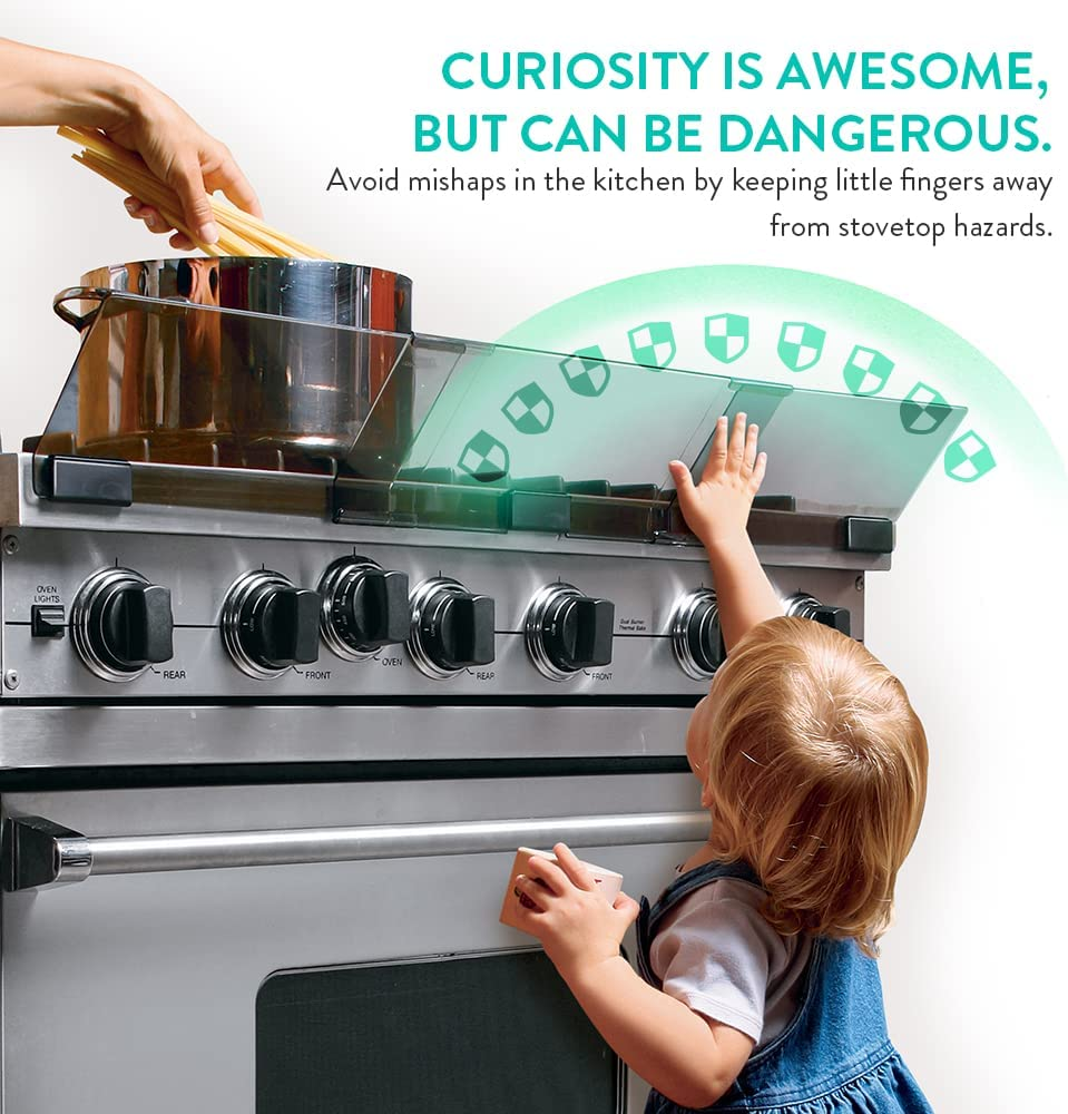 Prince Lionheart Adjustable Stove Guard for Child Safety, Adhesive Stove Guard Protect Baby from Burns
