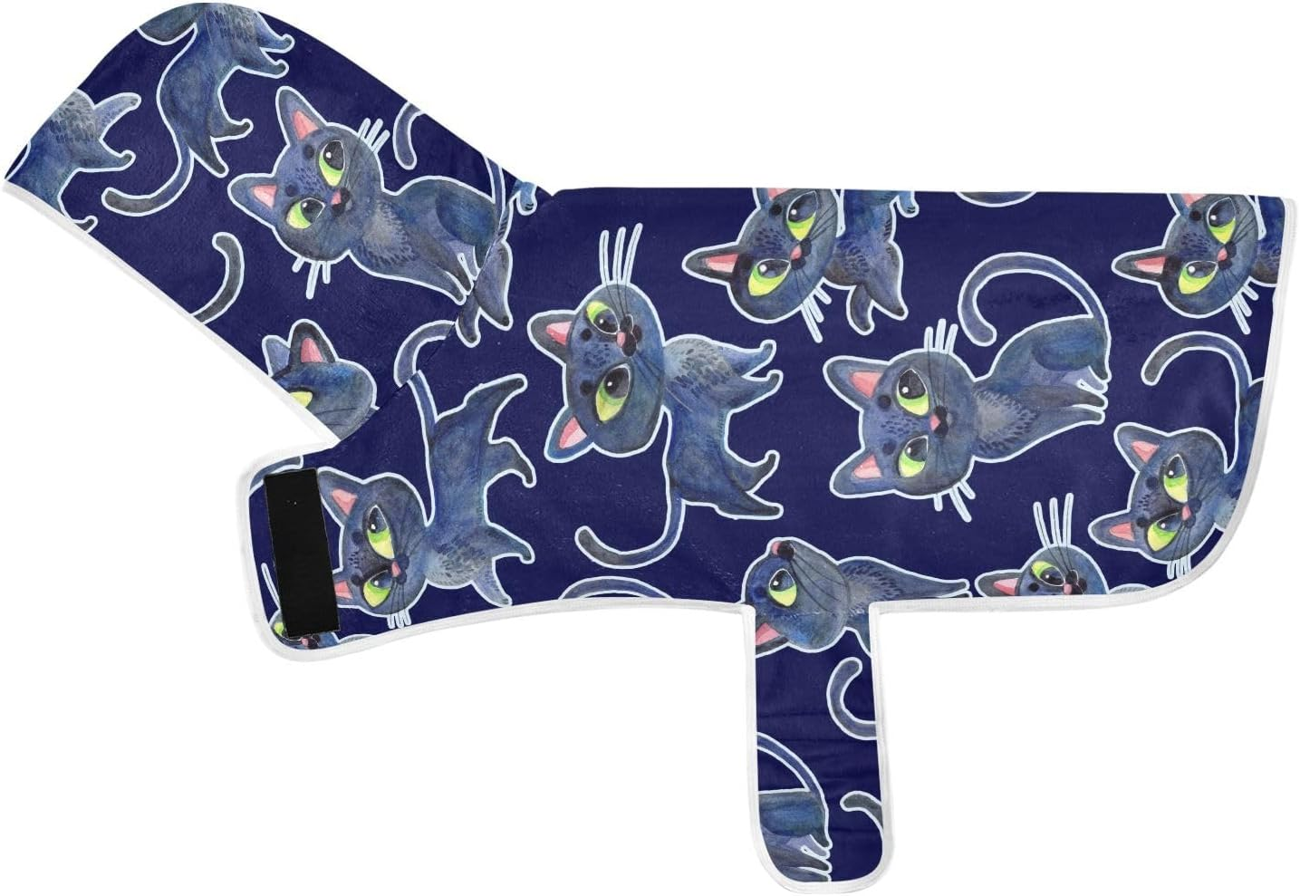 AIXIWAWA Cartoon Cute Cat Pet Bathrobe Towels with Adjustable Collar & Waist, Quick Absorbent Drying Coat for Cats and Dogs image number 1