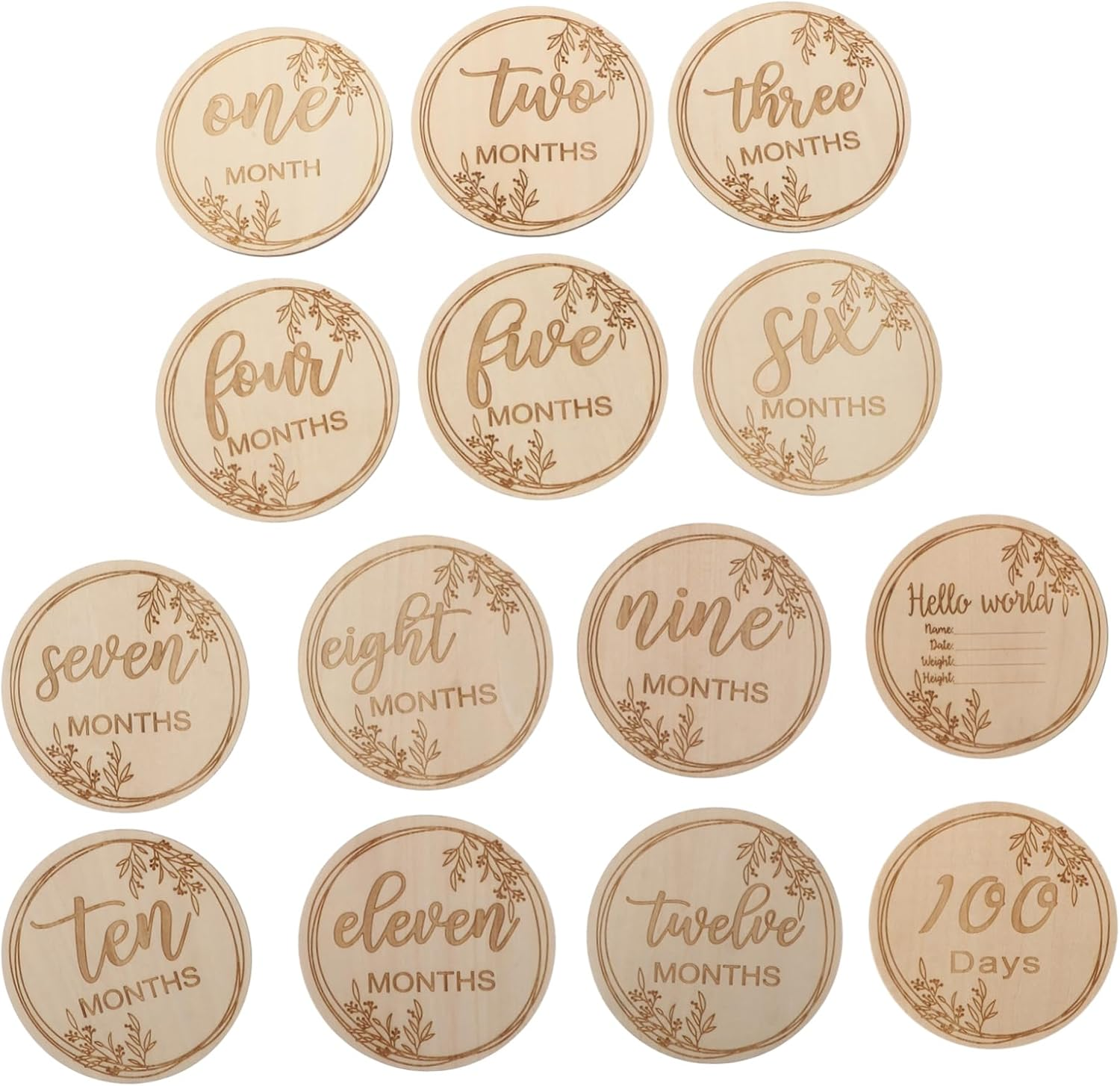 1Set Newborn Milestone Cards Wooden Growth Cards for Birth Memories Recording Monthly Milestones Reusable Lightweight Design