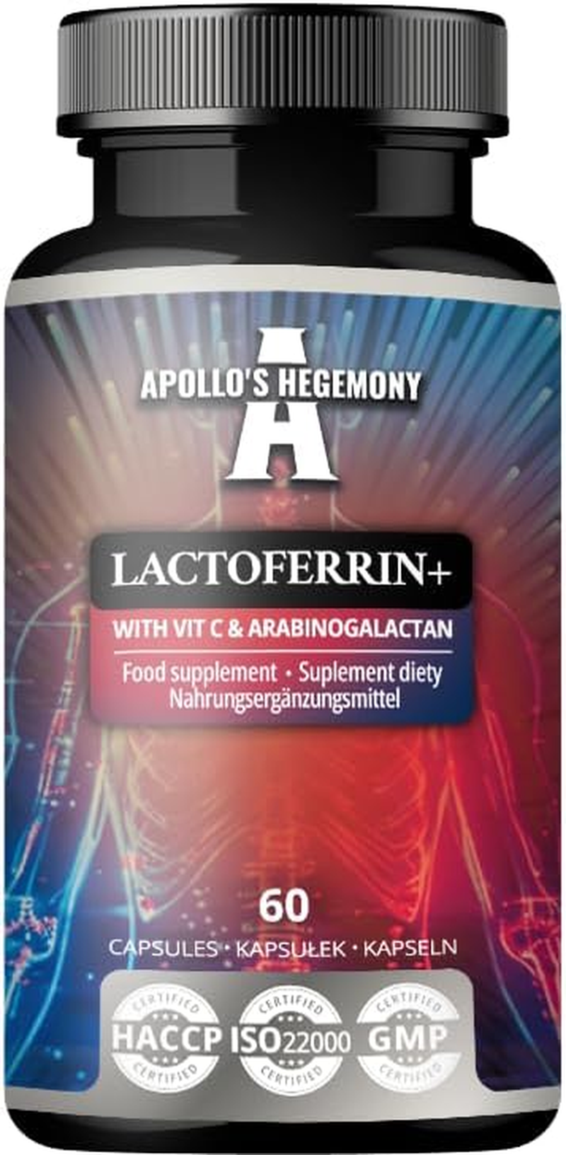 Lactoferrin+ 100 Mg - with Vitamin C and Arabinogalactan - 60 Vegan Capsules - 2 Month Supply - for Enhanced Immunity and Iron Absorption - by Apollo'S Hegemony image number 3