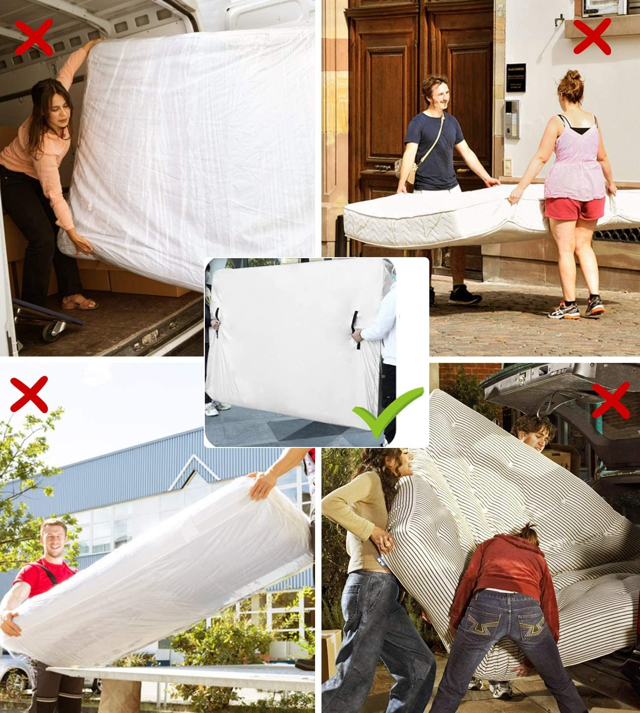 Twin Size Mattress Bags for Moving and Storage,Waterproof Dust-Proof Mattress Storage Bag with 4 Handles and Zipper,Reusable Mattress Cover for Outdoor Mattress Protector,Black image number 3