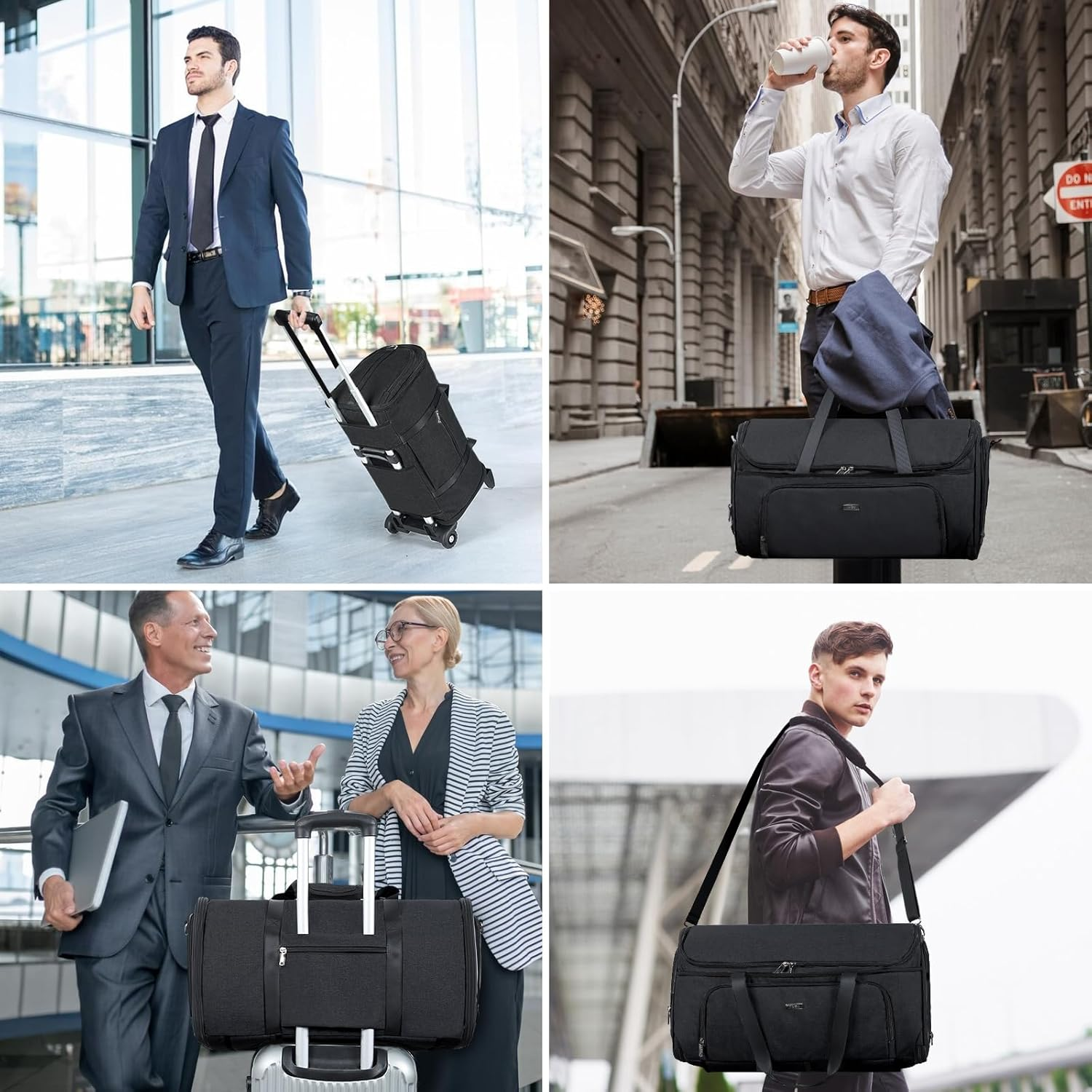 Lekespring Garment Bags with Wheels, Garment Convertible Weekender Bags, Large Carry on Garment Bags for Travel, Duffle Bag Garment Bag (Black, Medium) - Pink image number 7