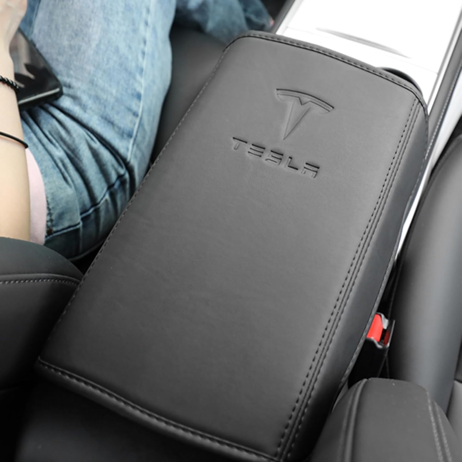 Armrest Cover for Tesla Model Y 2025-2020 and Model 3 2023-2017 Central Control Leather Arm Rest Cushion Pad Protection Car Interior Accessory for Tesla Model Y/3