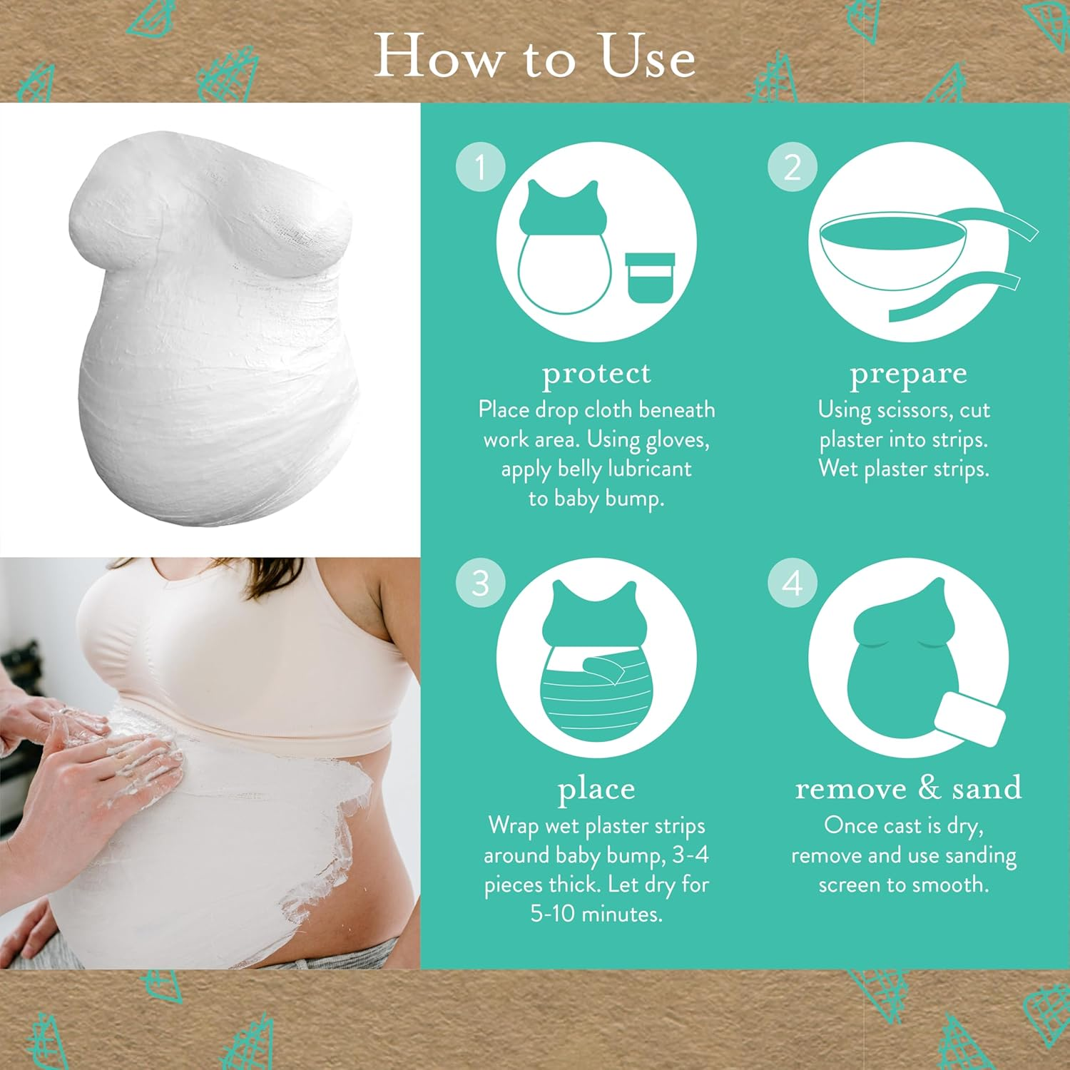 Kate & Milo Belly Casting Kit, Pregnancy Keepsake Making Kit, Easy to Make DIY Plaster Cast Baby Bump Keepsake, Expecting Moms image number 3