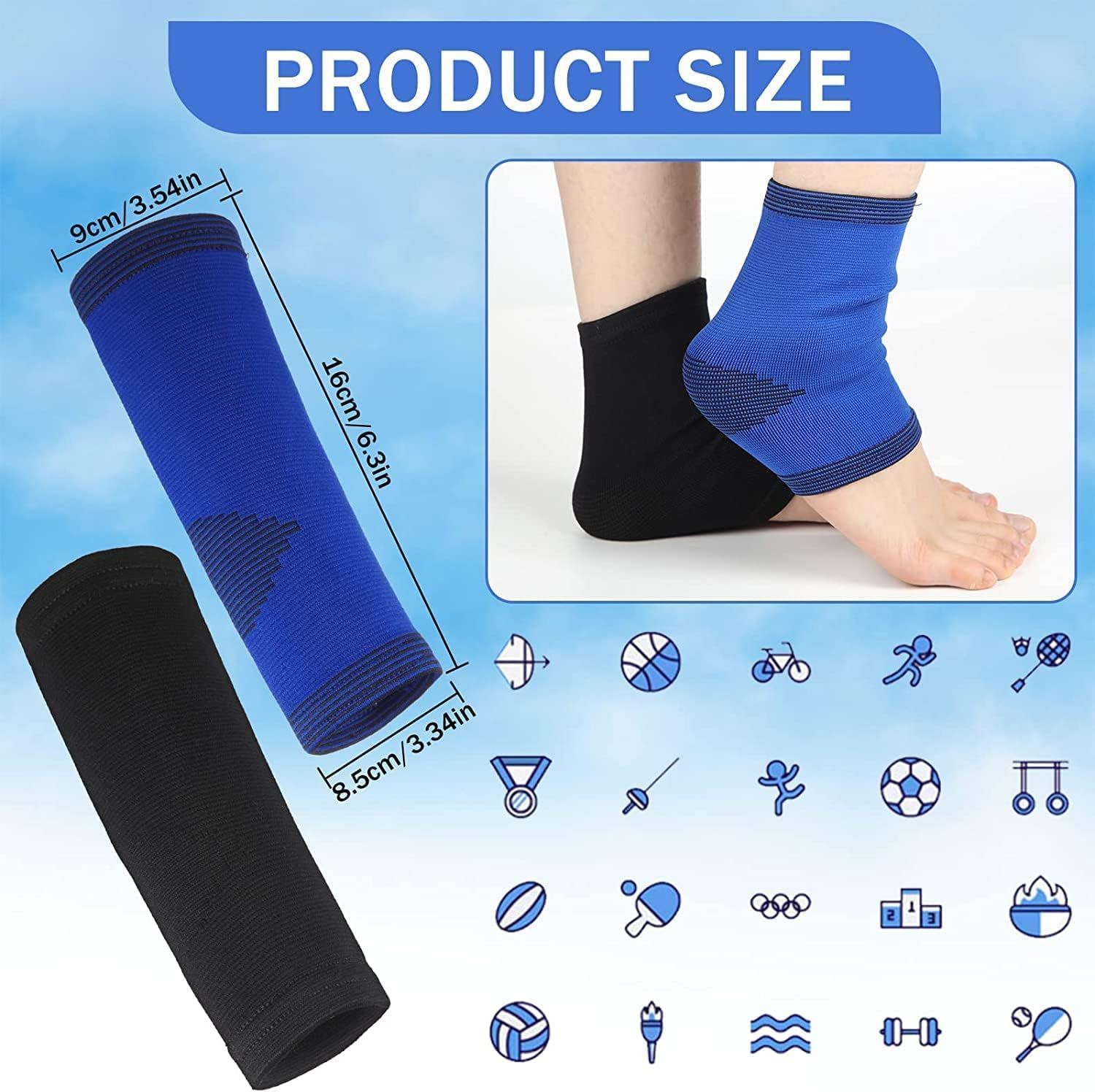 Kids Ankle Compression Socks Elastic Ankle Compression Sleeve Sports Ankle Support Brace for 5-12 Years Boys and Girls,2 Pairs Kids Ankle Brace
