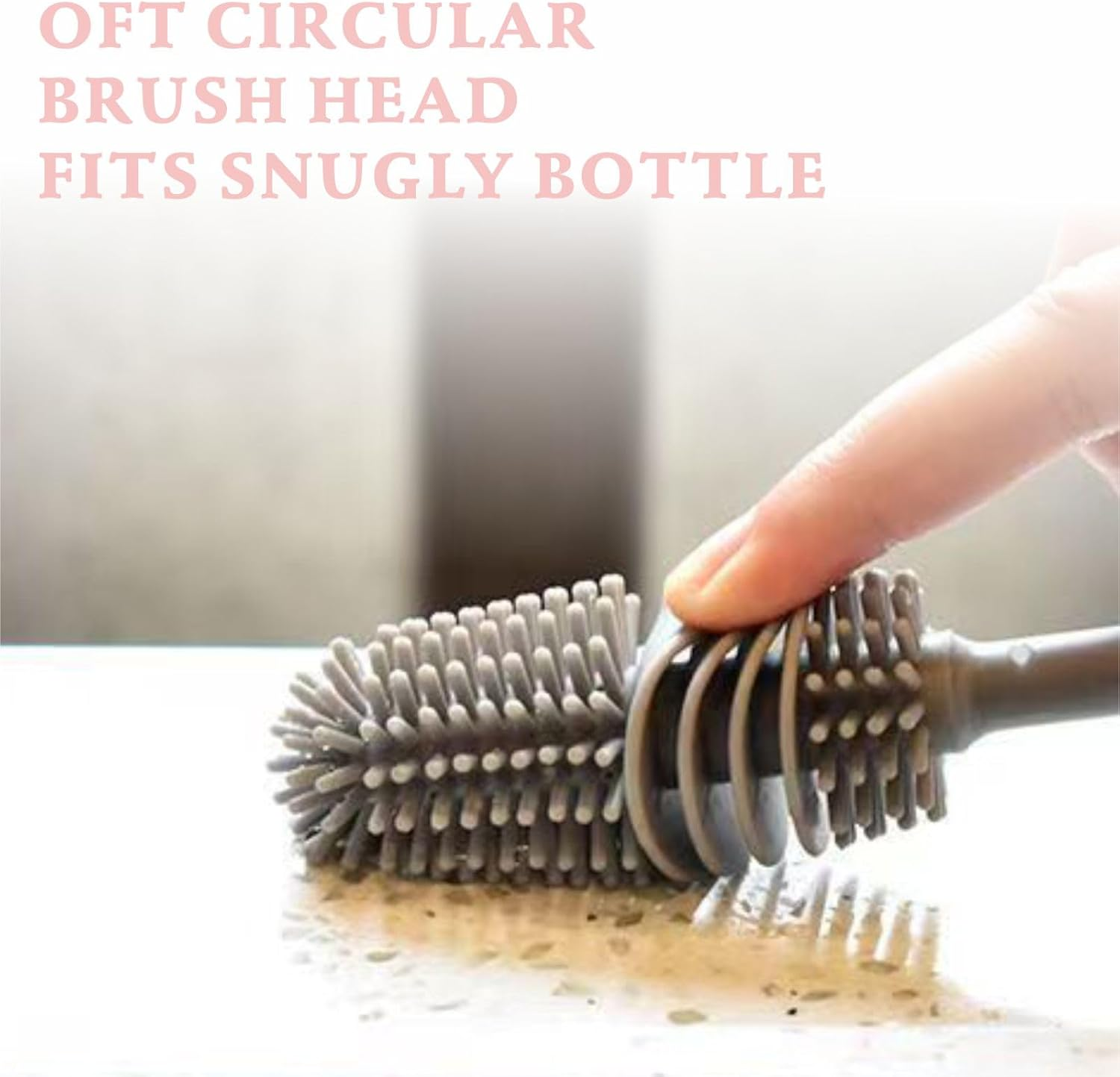 Silicone Bottle Brush,Long Handled Silicone Bottle,Perfect for Cleaning Brush Cleaning Vases, Sports Bottles, Glassware Water Bottles, Suitable for Cleaning Narrow Neck Container (2 PCS Grey White) image number 3