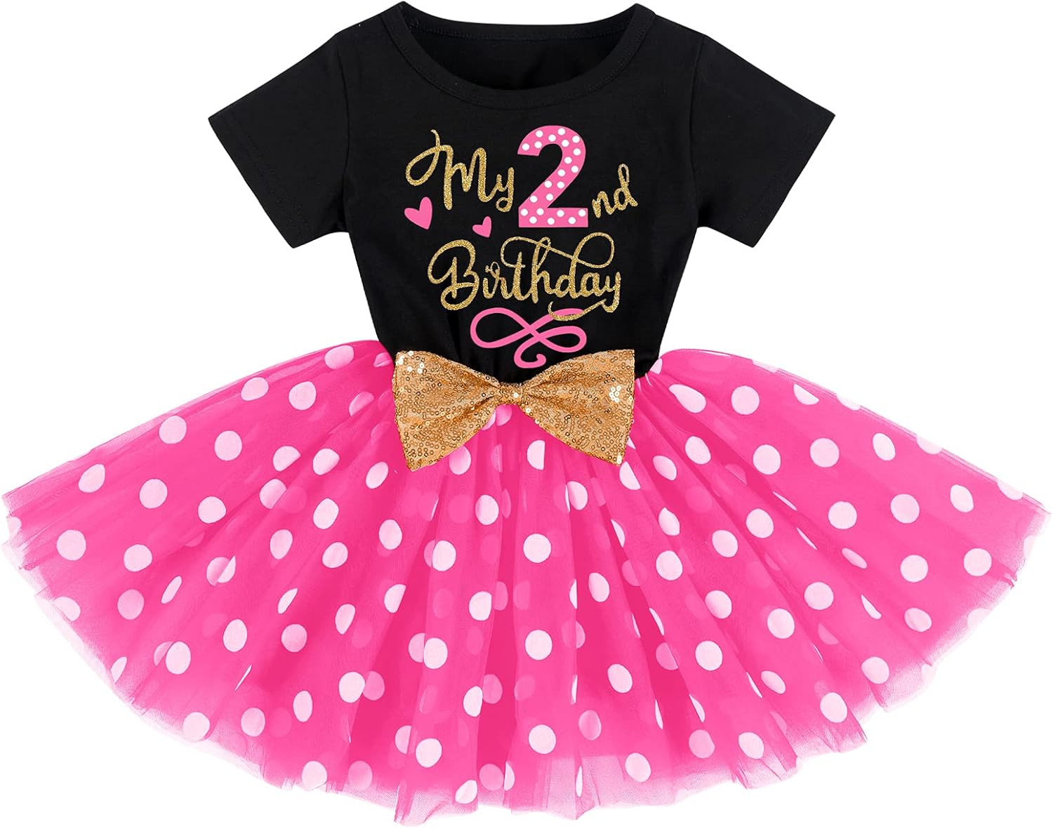 IMEKIS Baby Girls Mouse 1St 2Nd Birthday Dress Polka Dots Tulle Tutu Cake Smash Summer Party Photo Props