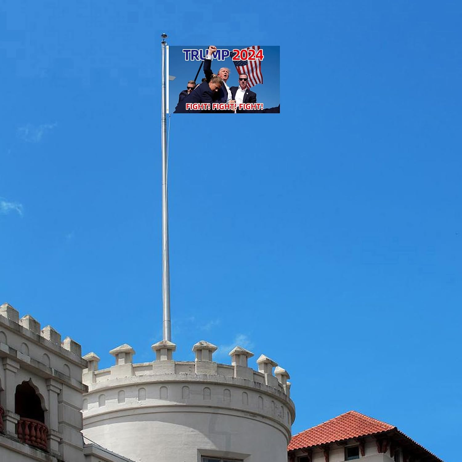 WENWELL Trump 2024 Fight Flag - Donald Shooting You Missed Tapestry 3X5 Ft, Assassination Attempt Banner, Fist Pump for Bedroom Outdoor Indoor Decorative image number 5