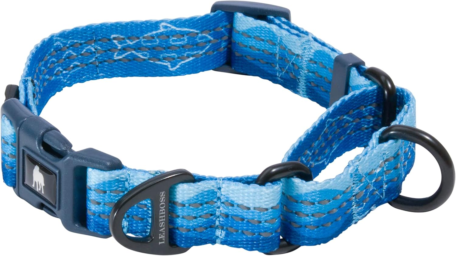 Leash Boss Martingale Collar for Dogs | Reflective Nylon Dog Collar for Large Dogs, Medium and Small Dogs | No Pull Pet Training Collar | Quick Release Buckle, Adjustable Pet Collar