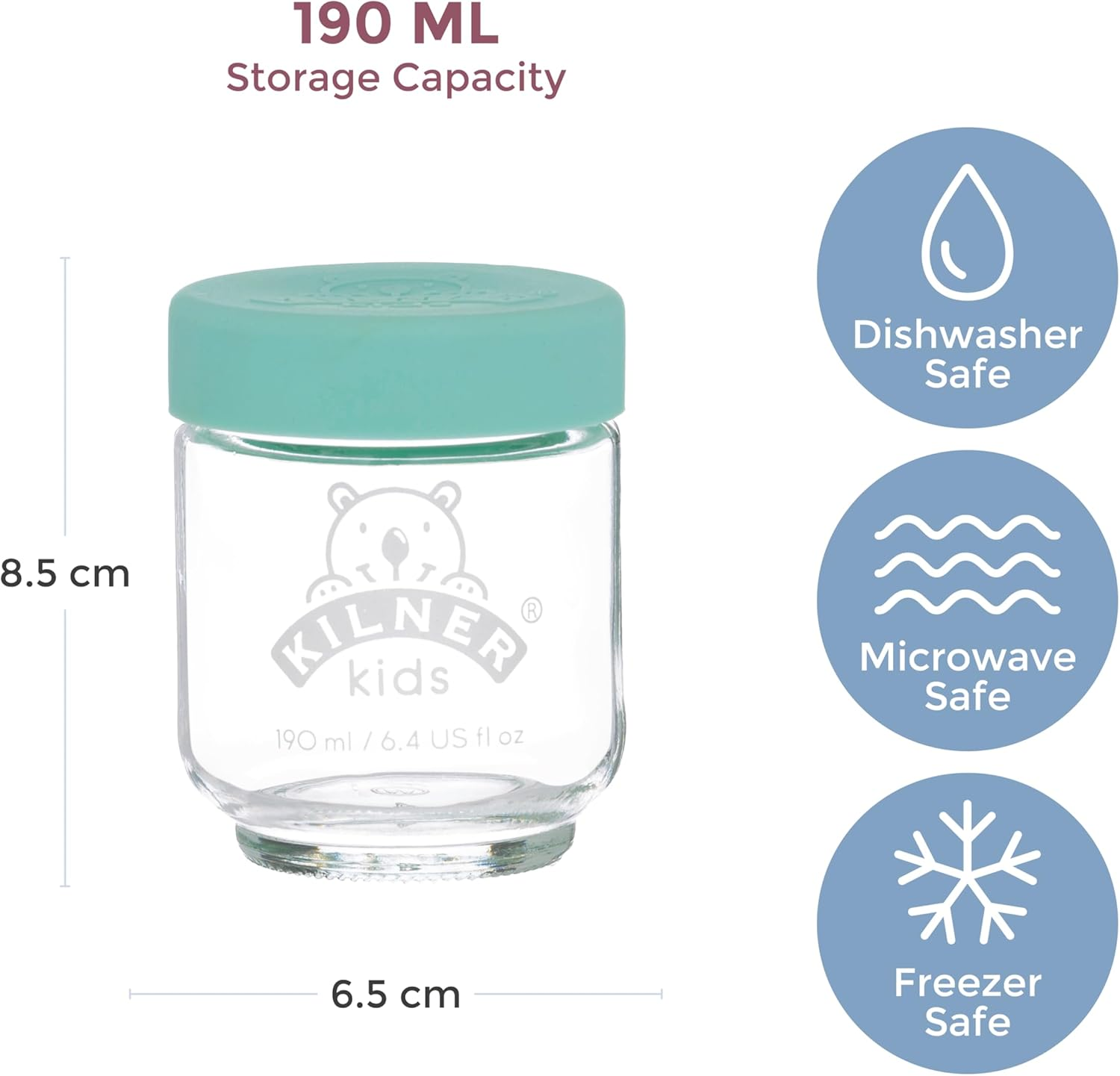 Kilner Kids Jar 6-Pieces Set, 190 Ml Capacity, Multicolour (0025.017) image number 2