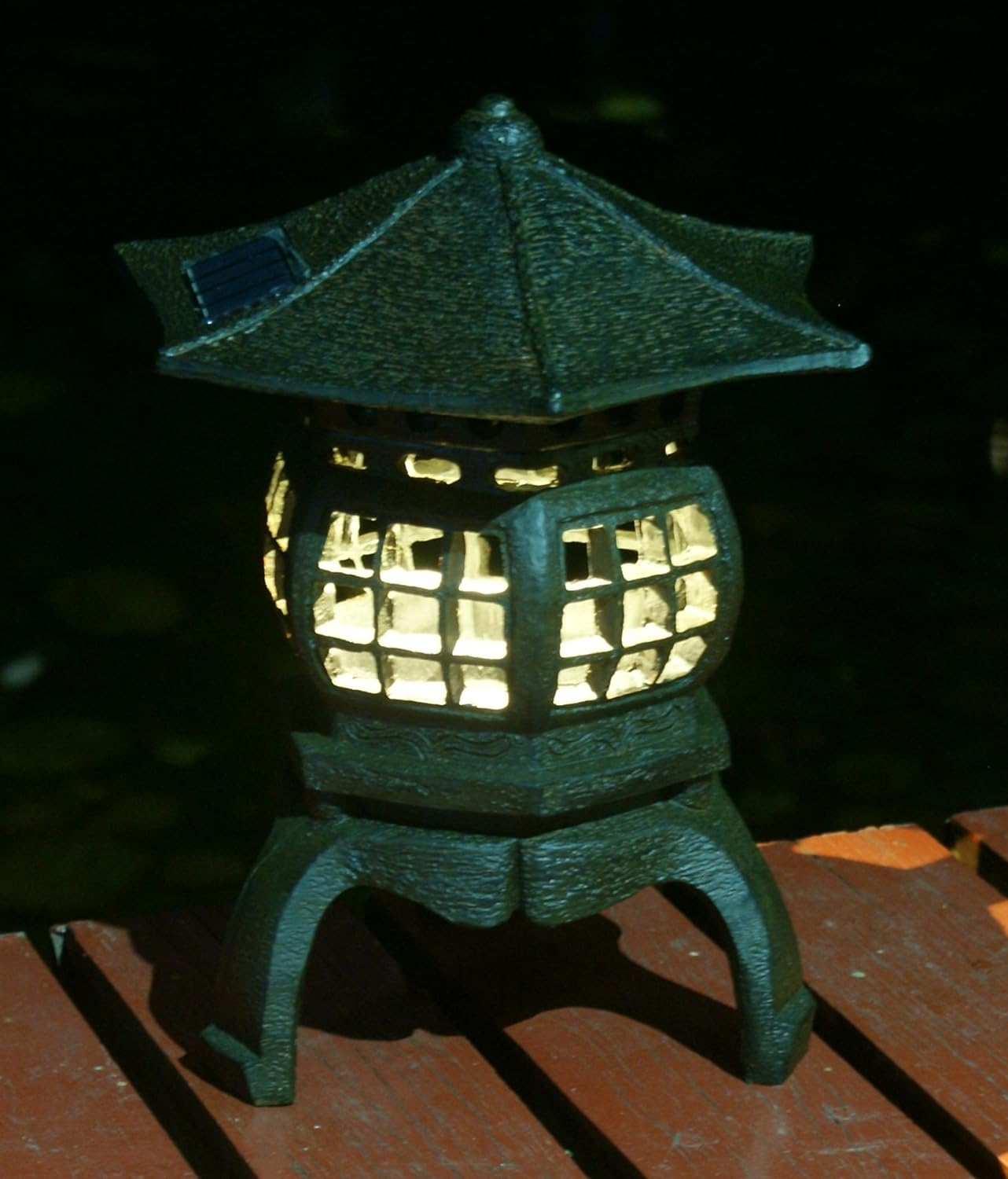 TIAAN 12" Height Japanese Lantern Solar Garden Lamp Solar Pagoda Light