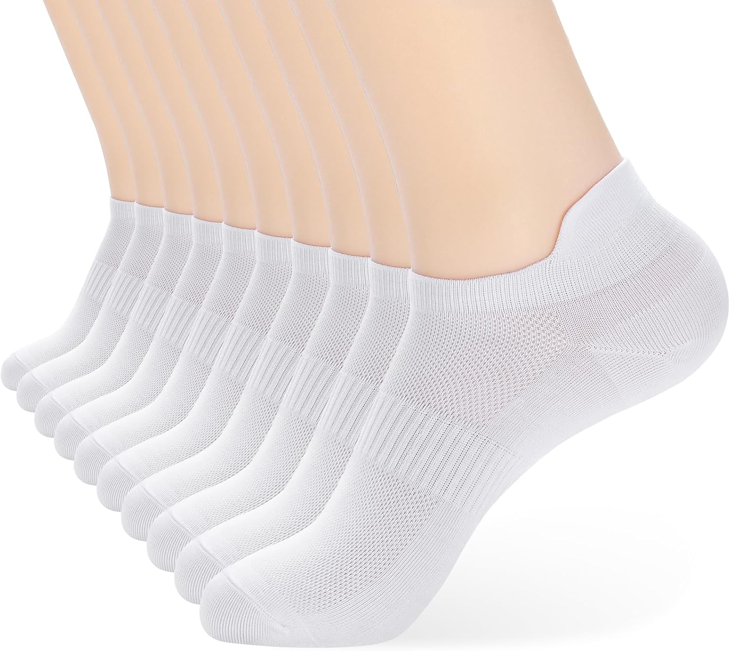 Denisy Women'S Athletic Ankle Socks- Durable Black White Soft No Show Breathable No Show Socks for US Size 6-9（6 Pairs) - White - Medium