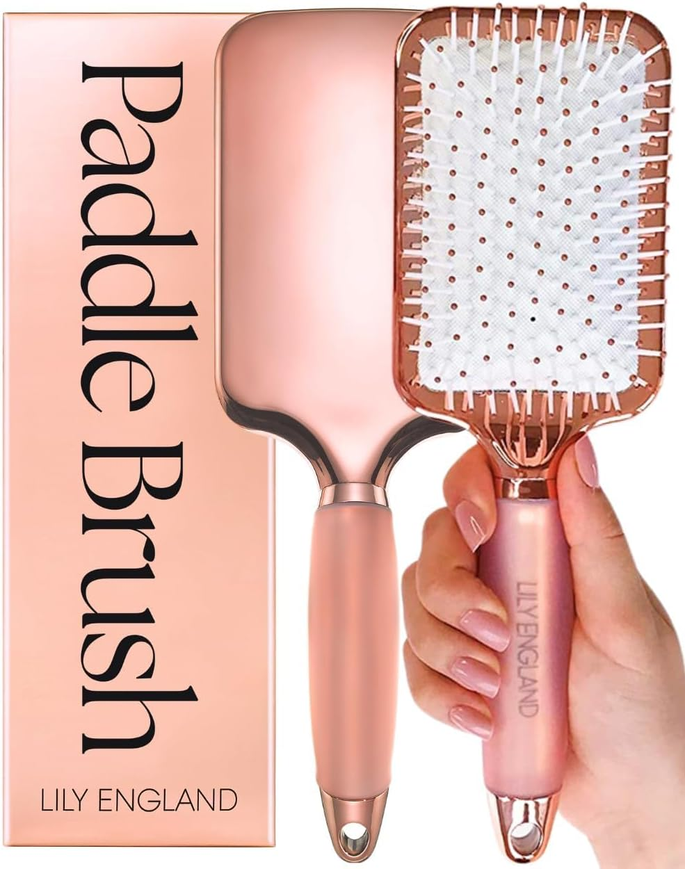 Lily England Paddle Brush Best for Detangling Straightening Hair and Blowdrying Rose Gold Hairbrush image number 5