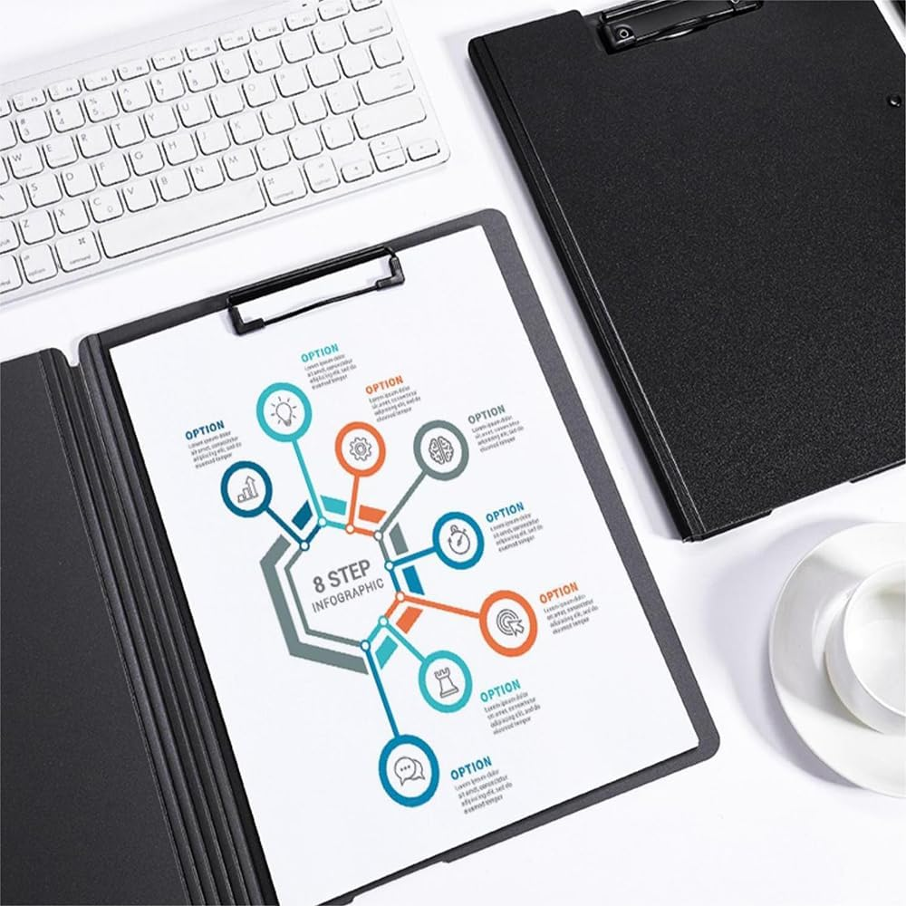 A4 Foldover Clipboard Folder, 4 Pcs File Folder with Cover for Document Management in Business, Office, School, Hospital image number 3